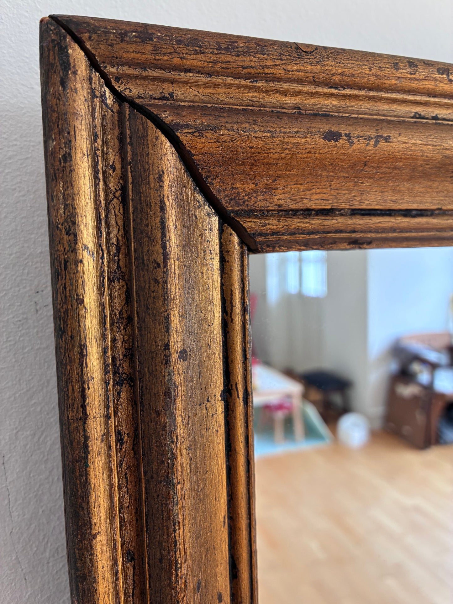 Antique Giltwood Wall Mirror in Gold