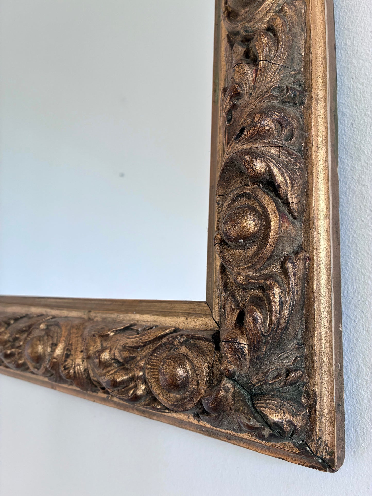 Antique Giltwood Wall Mirror in Gold