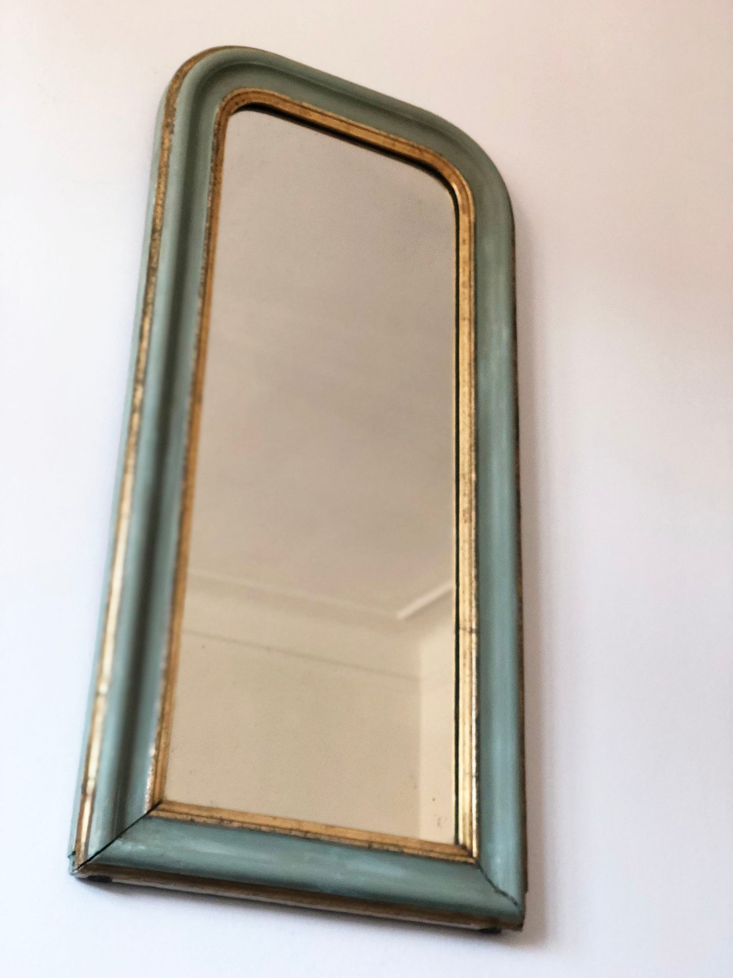 Antique Louis Philippe French Full length Mirror in Green and Gold, Late 19th Century