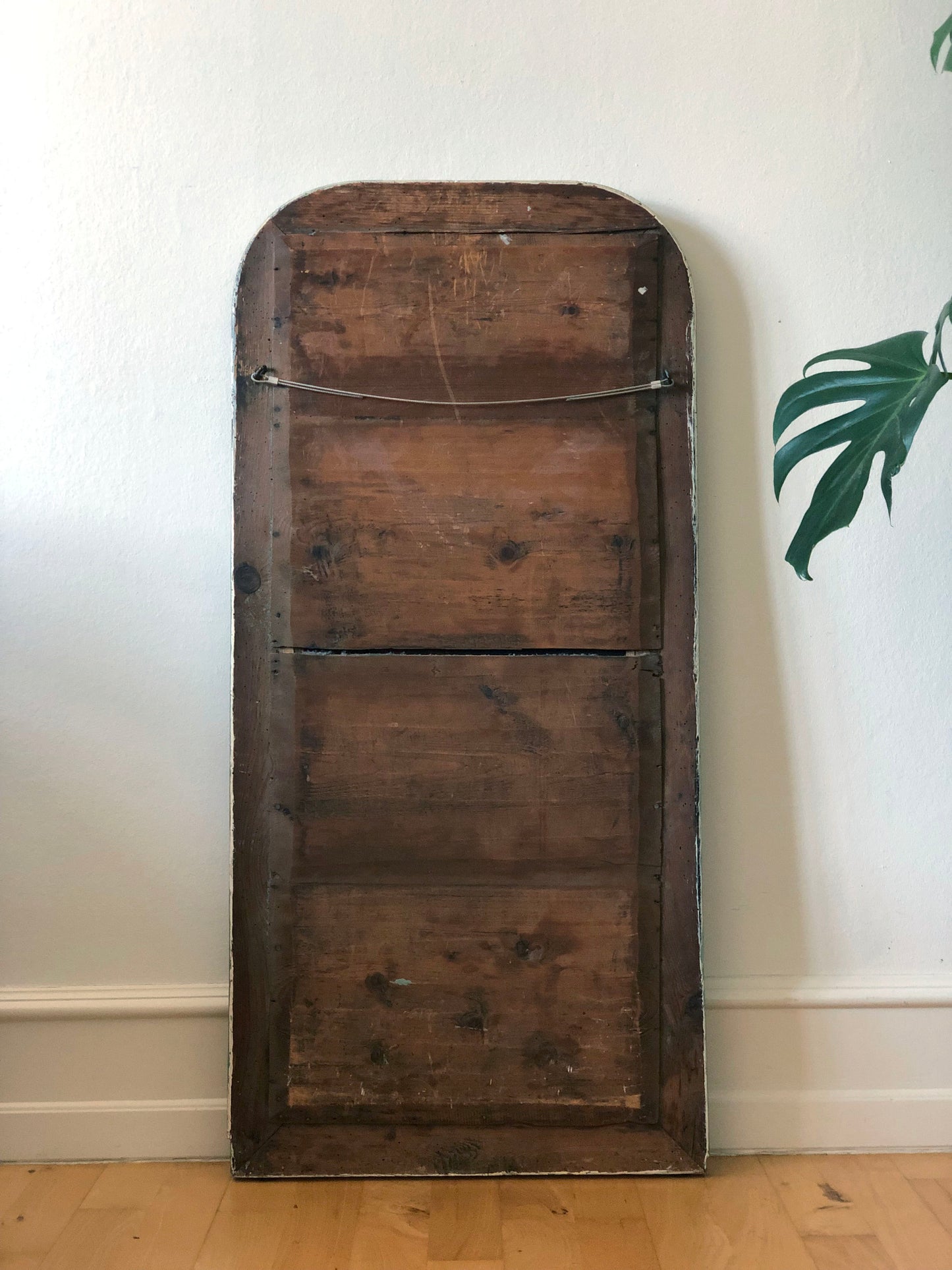 Antique Louis Philippe French Full length Mirror in Green and Gold, Late 19th Century