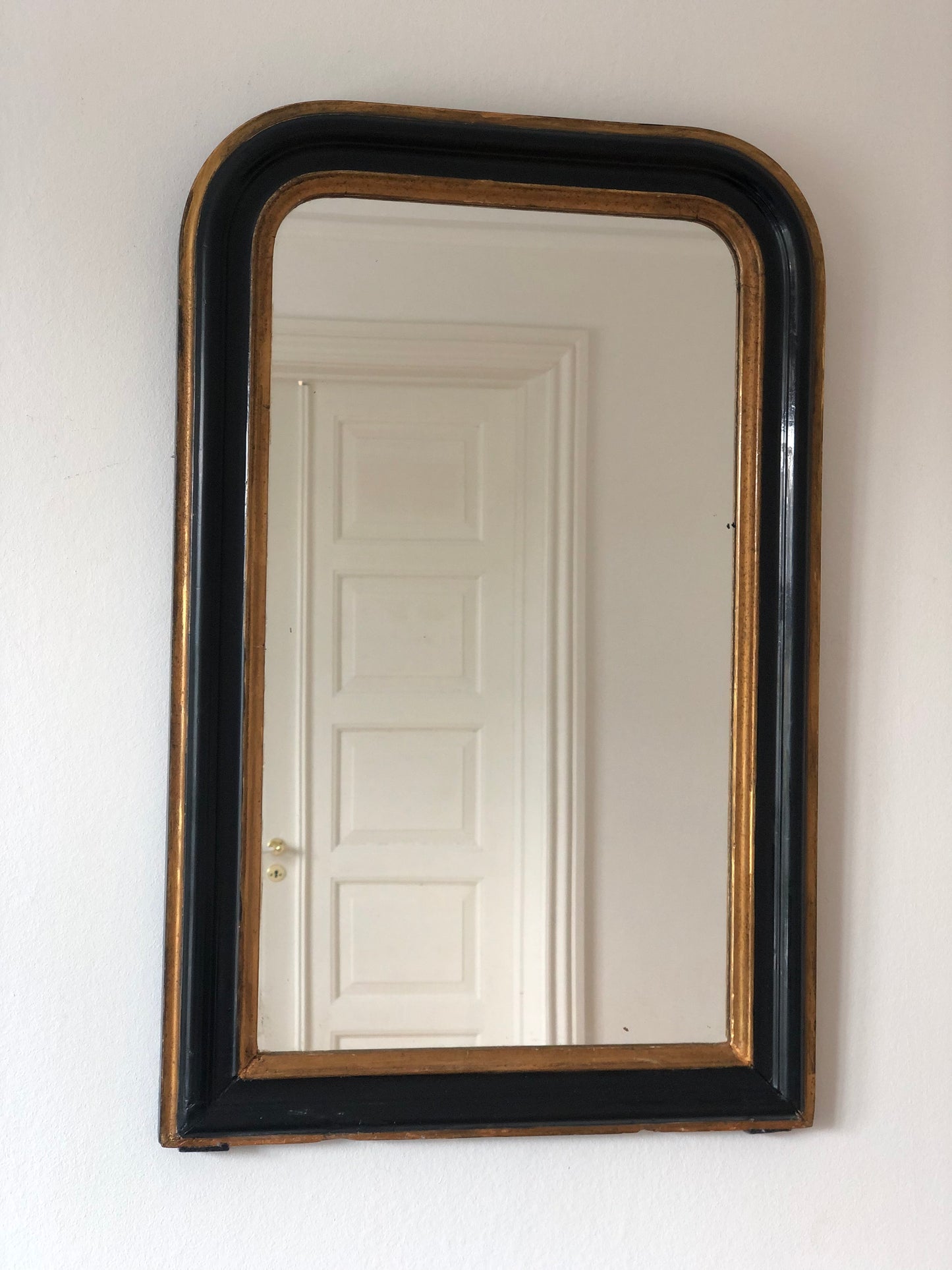Antique Louis Philippe French Mirror in Black and Gold, Late 19th Century