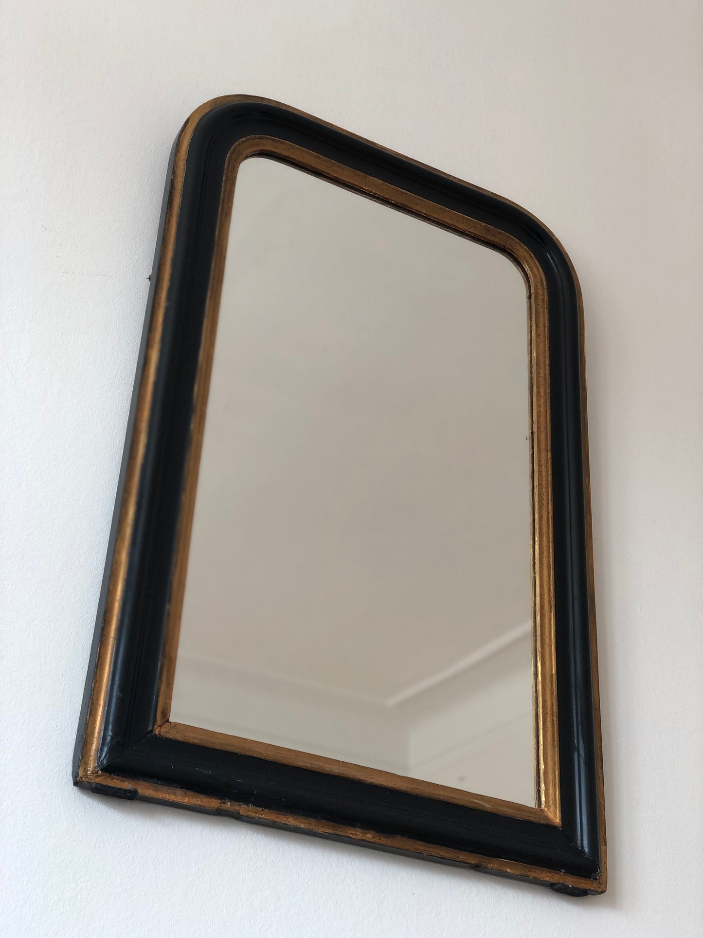 Antique Louis Philippe French Mirror in Black and Gold, Late 19th Century