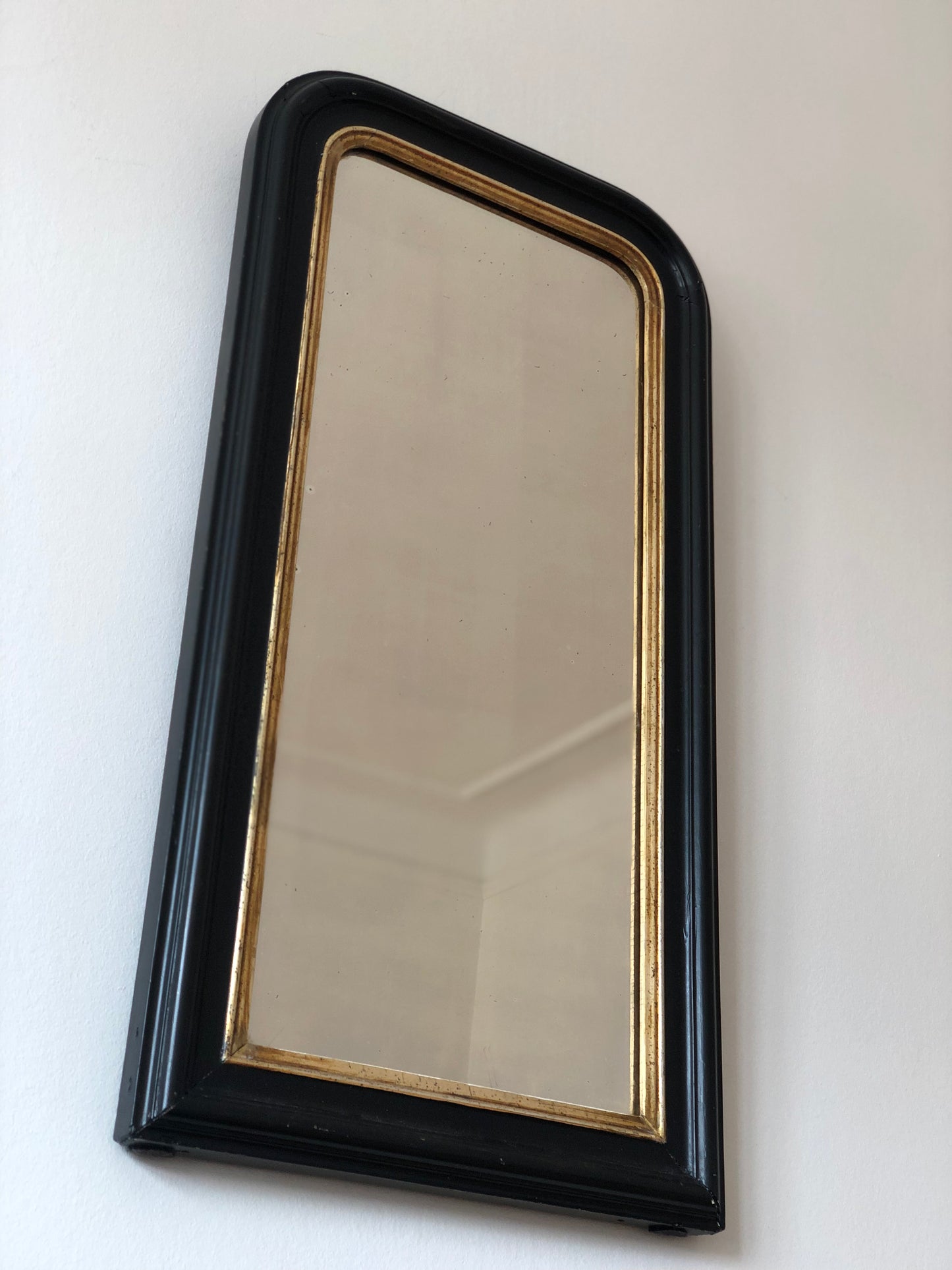 Antique Louis Philippe French Full length Mirror in Black and Gold, Late 19th Century