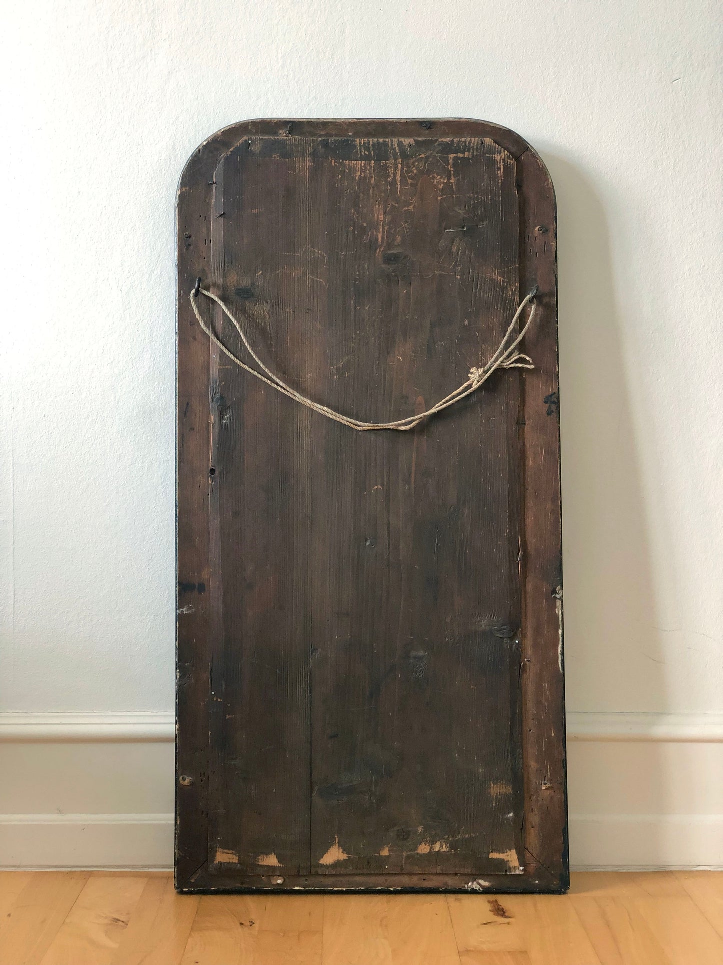 Antique Louis Philippe French Full length Mirror in Black and Gold, Late 19th Century