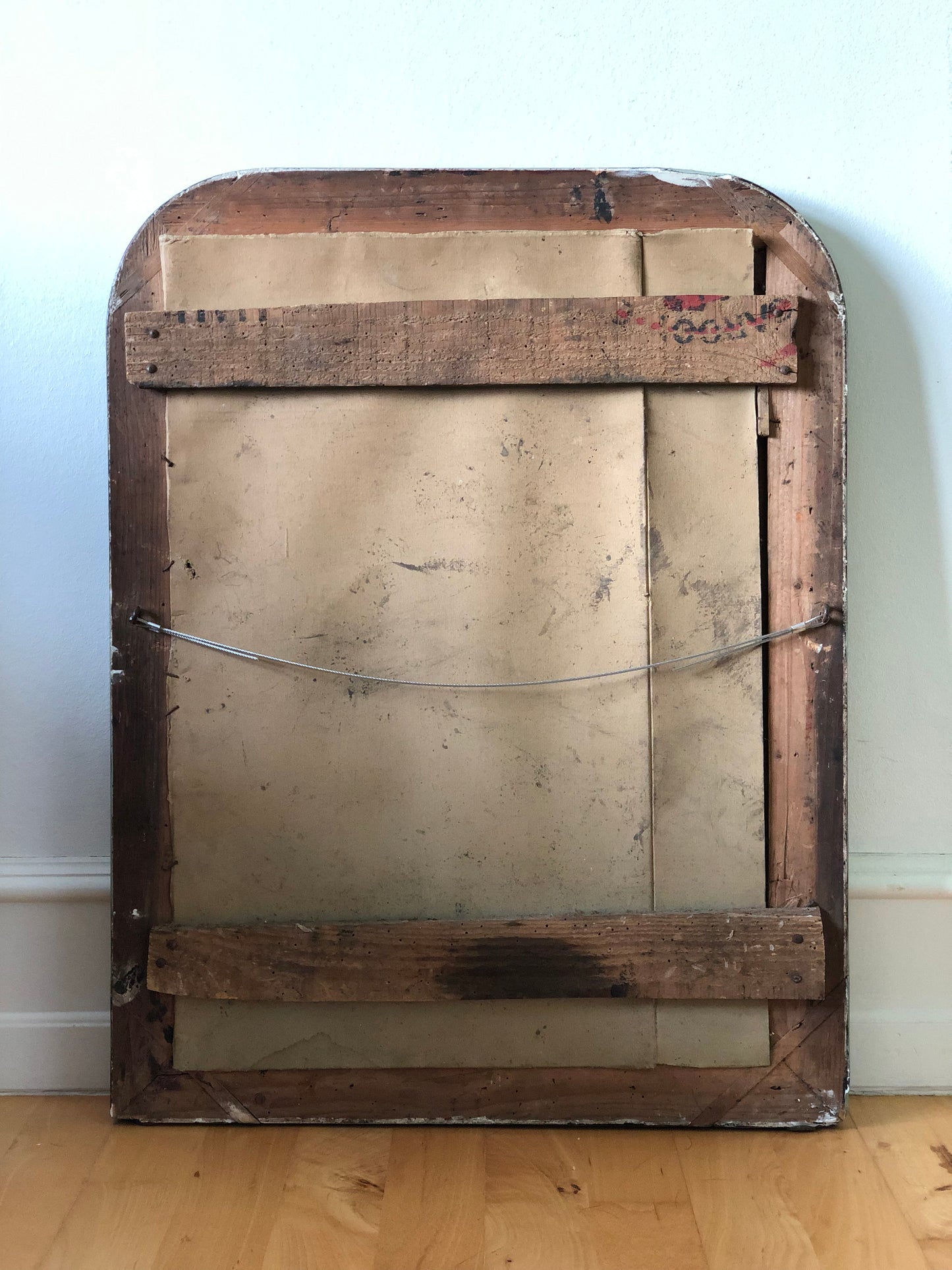 Antique Louis Philippe French Mirror in Green and Gold, Late 19th Century