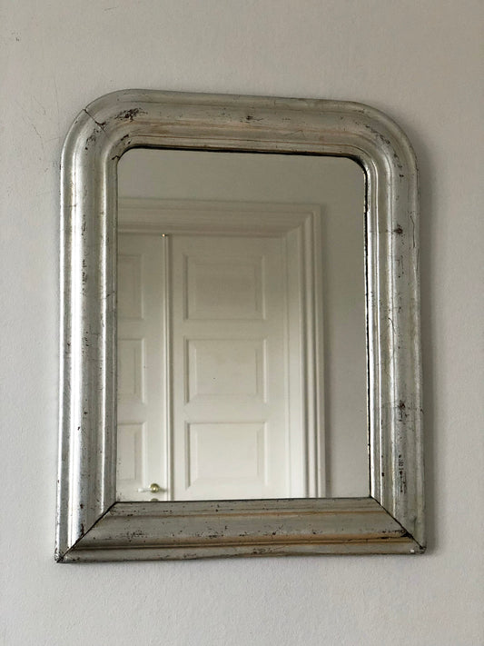 Antique Louis Philippe French Mirror in Silver, Late 19th Century