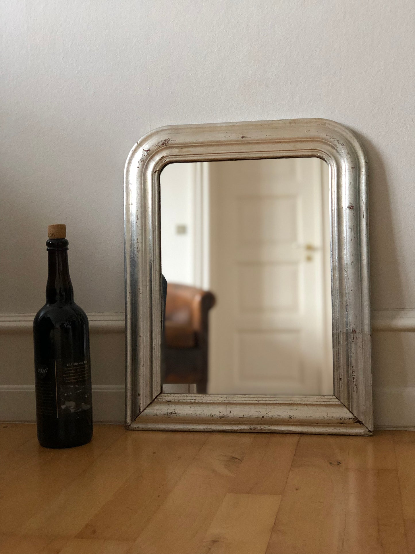 Antique Louis Philippe French Mirror in Silver, Late 19th Century