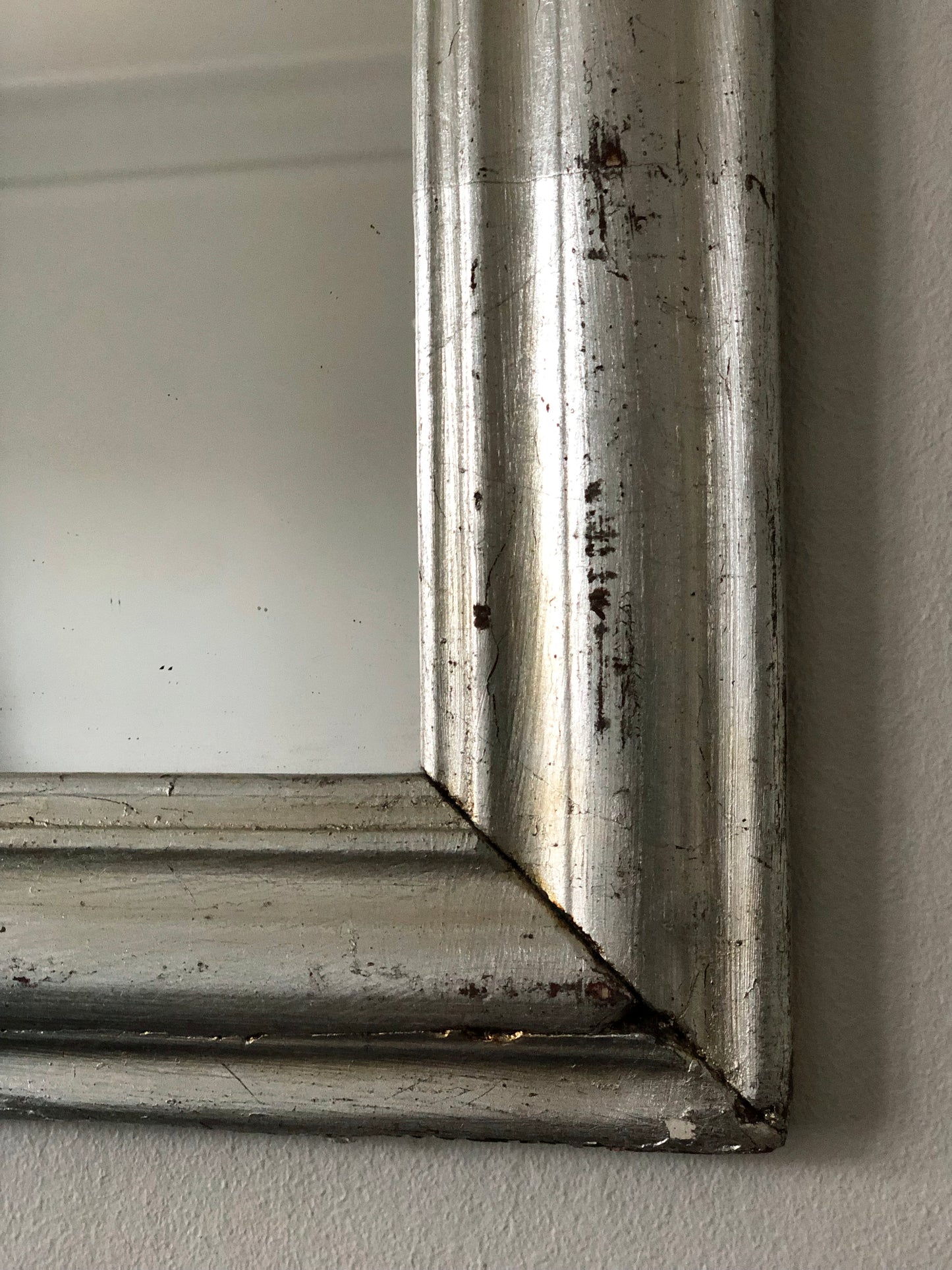 Antique Louis Philippe French Mirror in Silver, Late 19th Century