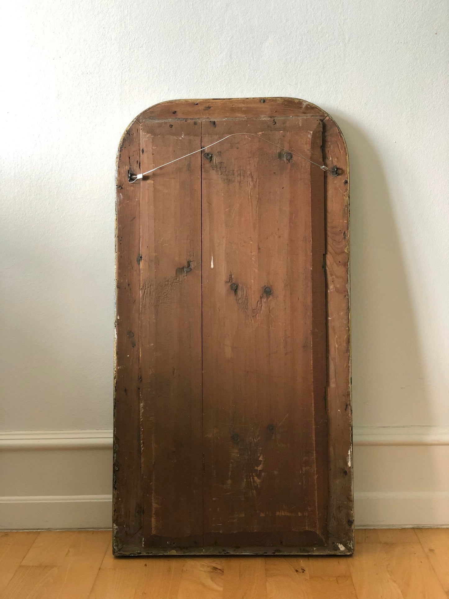 Antique Louis Philippe French Small Full length Mirror in Green and Gold, Late 19th Century