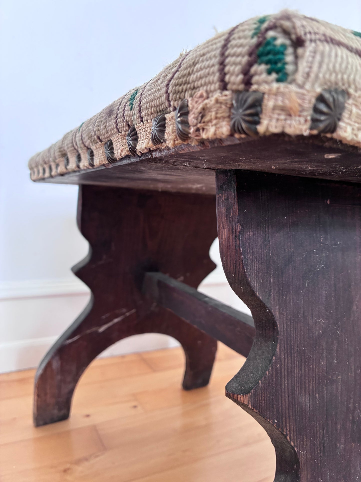 Antique Rustic Spanish Small Entryway Bench