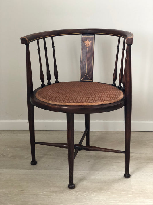 Antique Edwardian Inlaid Mahogany Chair Early 20th Century