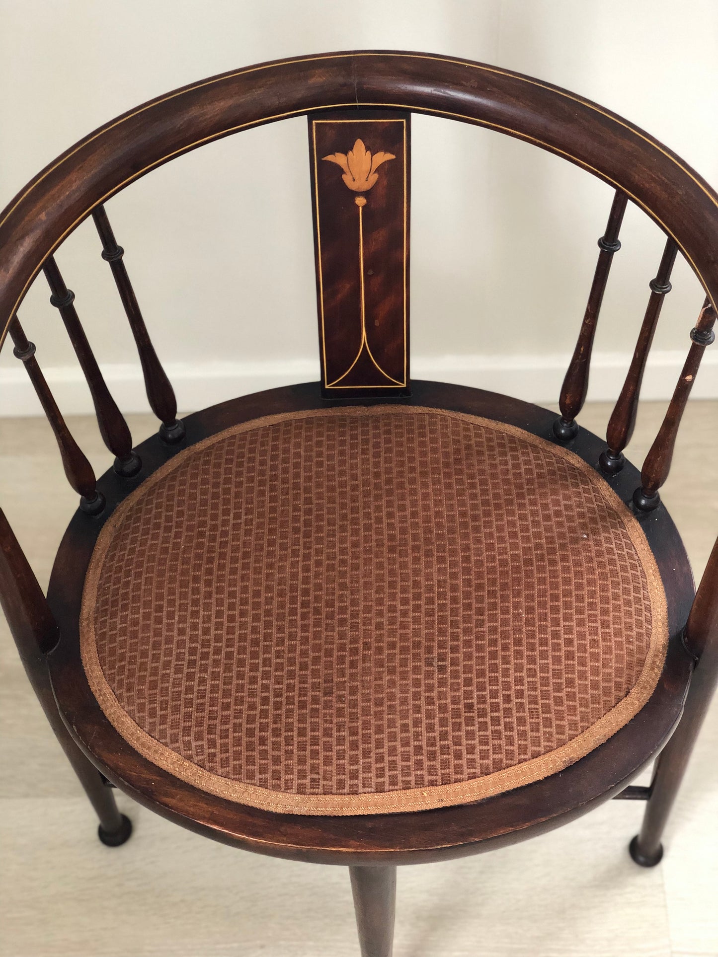 Antique Edwardian Inlaid Mahogany Chair Early 20th Century