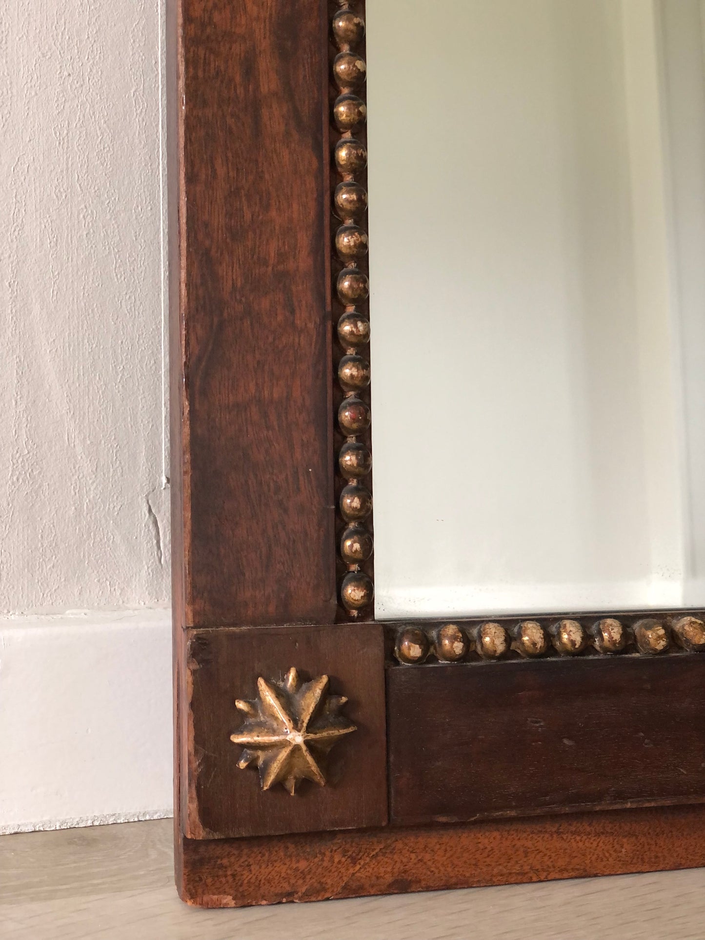 French Empire Mahogany and Gilded Pier Mirror 19th Century