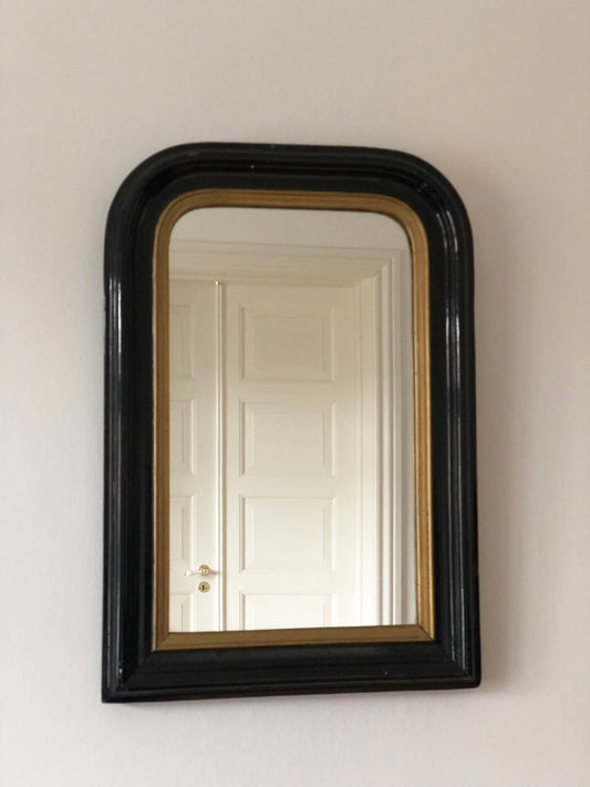 Antique Louis Philippe Mirror In Black and Gold France Late 19th Century