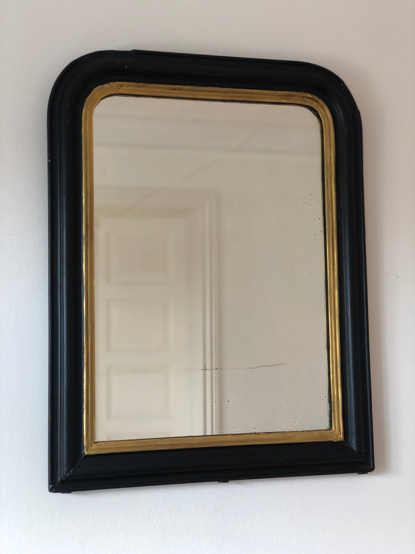 Antique Louis Philippe Mirror In Black and Gold France Late 19th Century