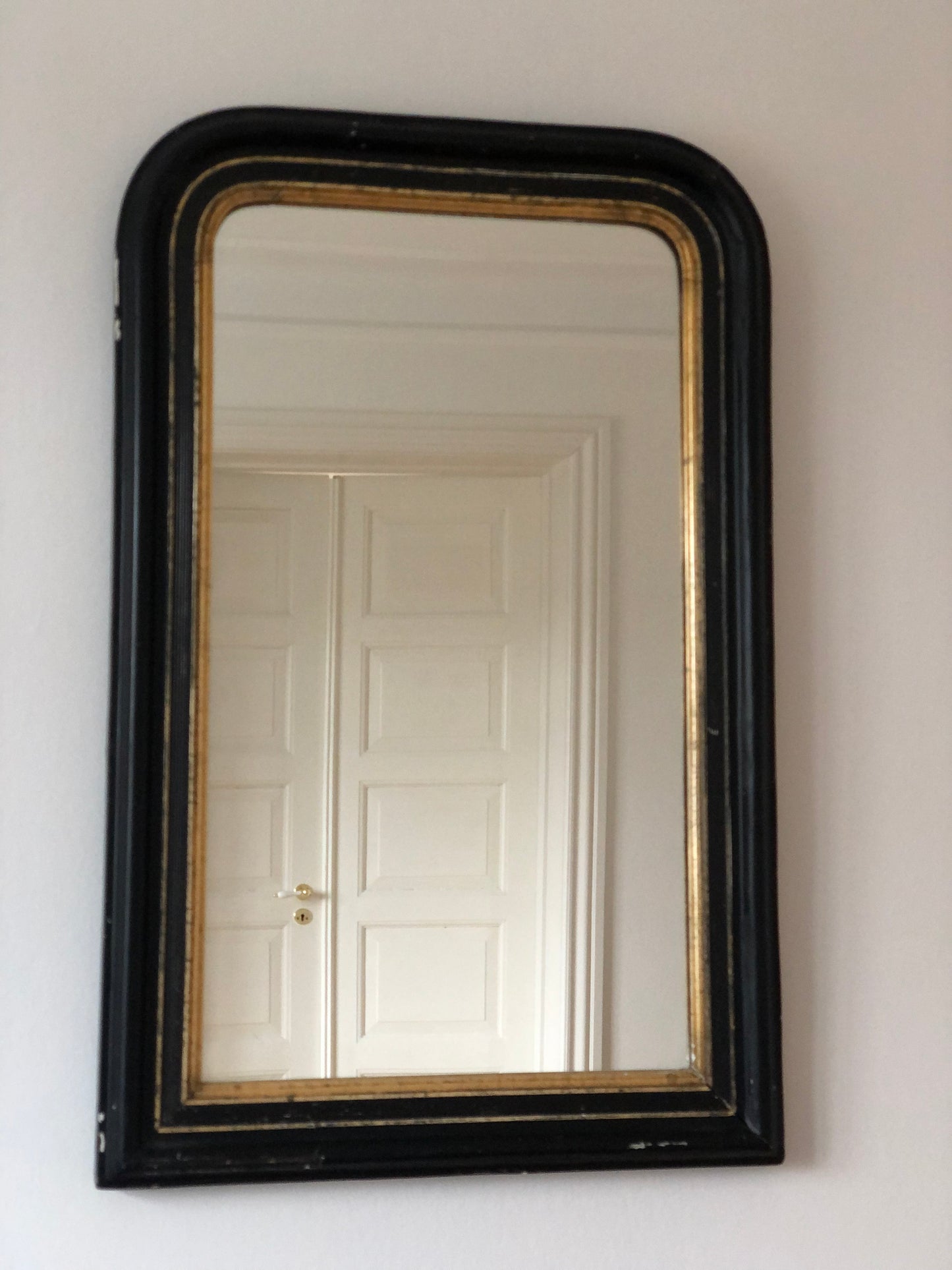 Antique Louis Philippe Mirror In Black and Gold France Late 19th Century