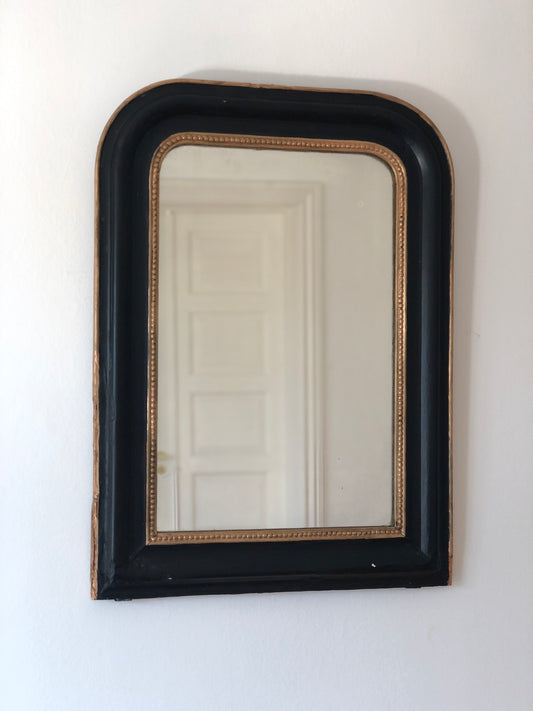 Large Antique Louis Philippe Mirror in Black and Gold France Late 19th Century