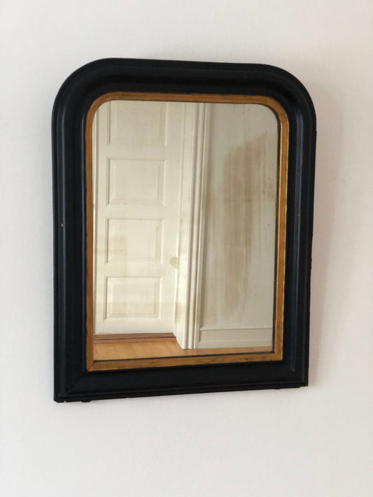 Antique Louis Philippe Mirror In Black and Gold France Late 19th Century