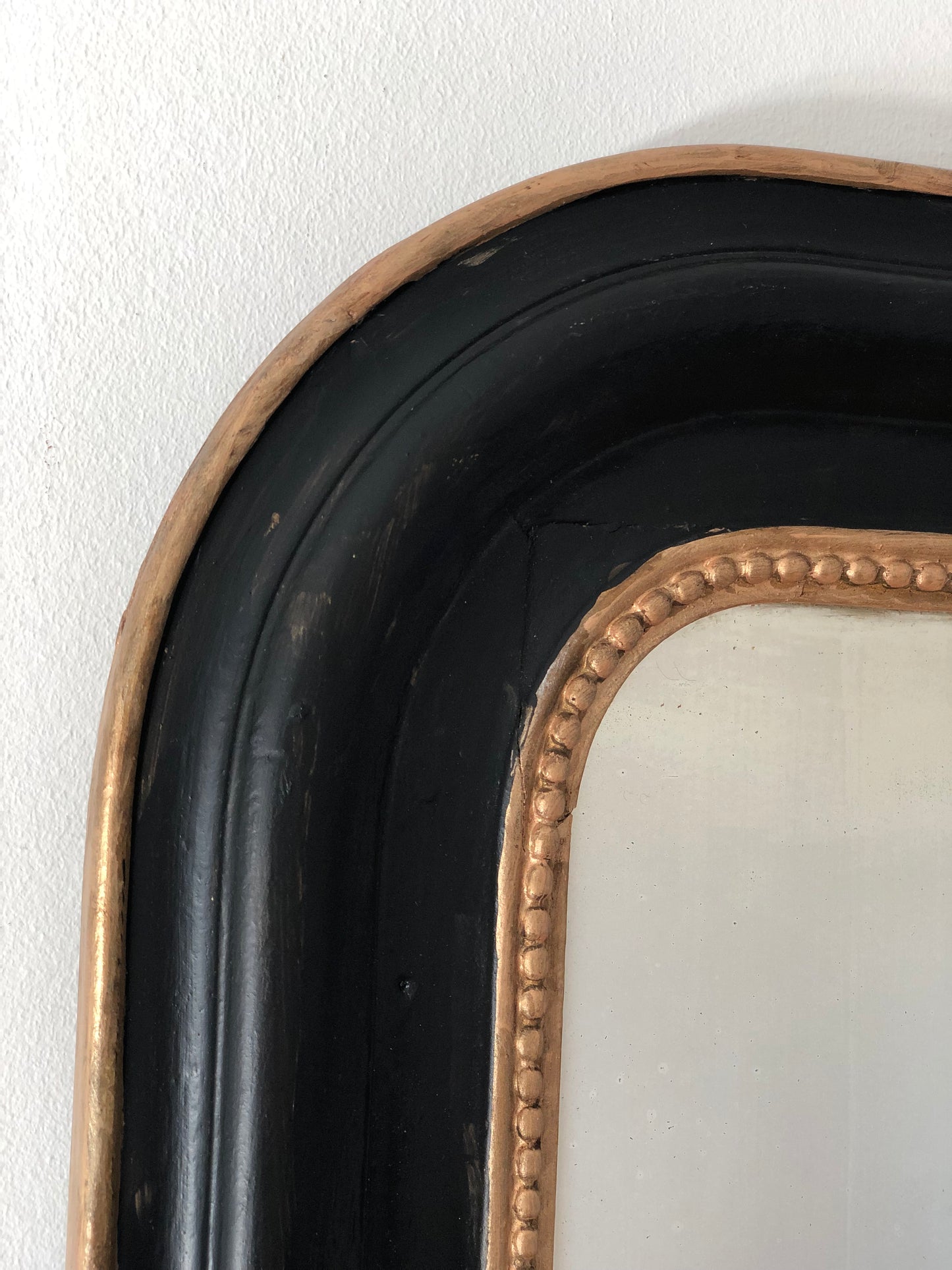 Large Antique Louis Philippe Mirror in Black and Gold France Late 19th Century