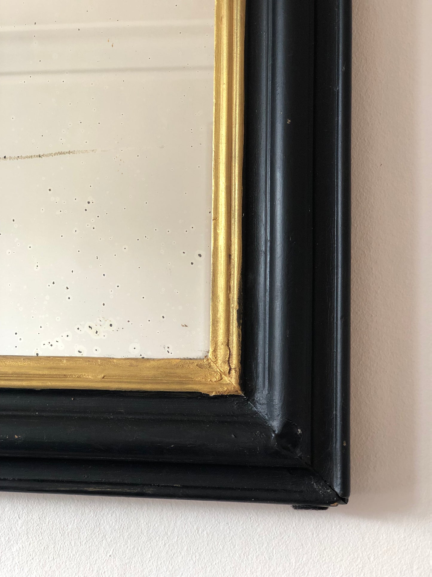 Antique Louis Philippe Mirror In Black and Gold France Late 19th Century