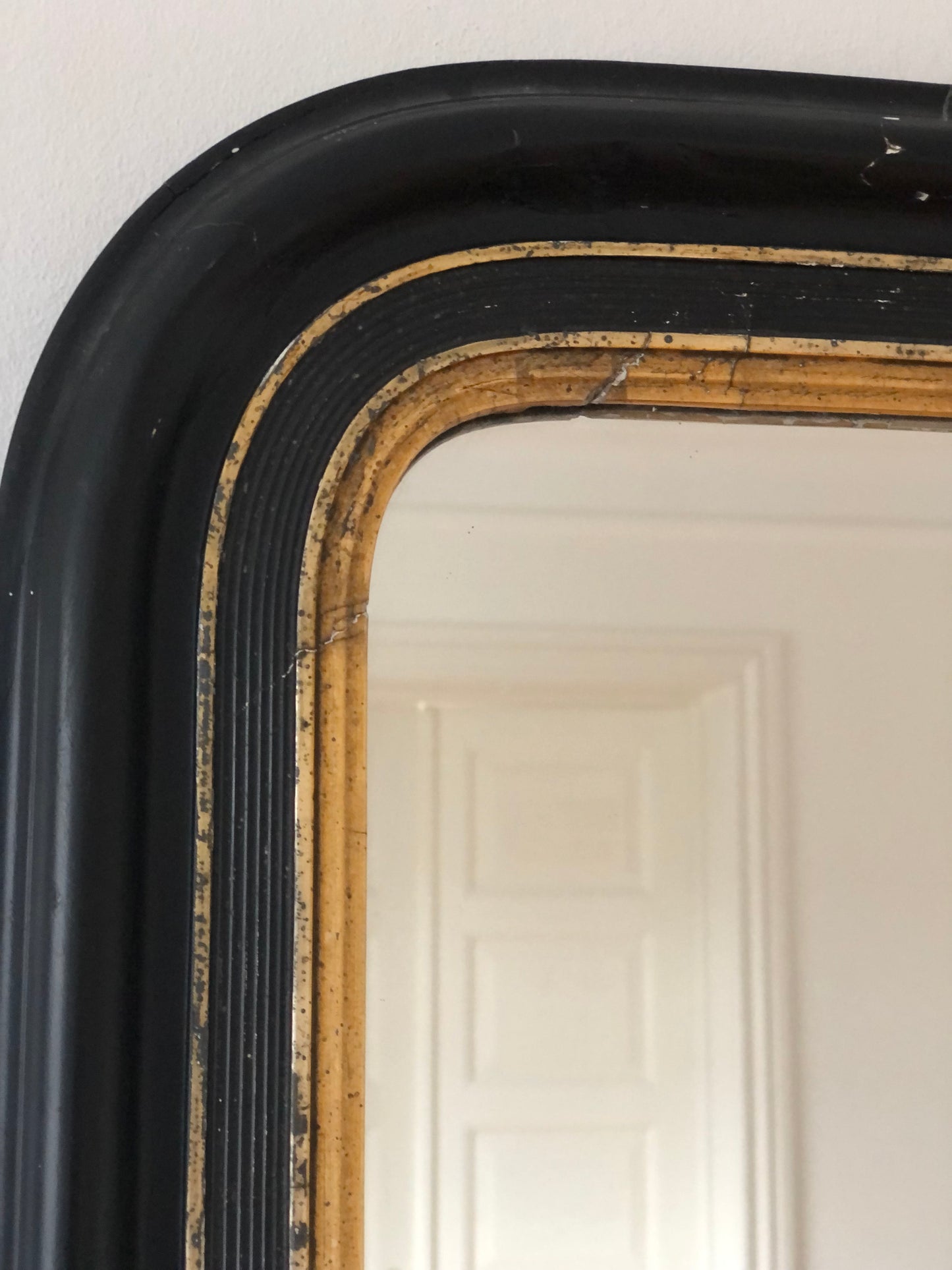 Antique Louis Philippe Mirror In Black and Gold France Late 19th Century