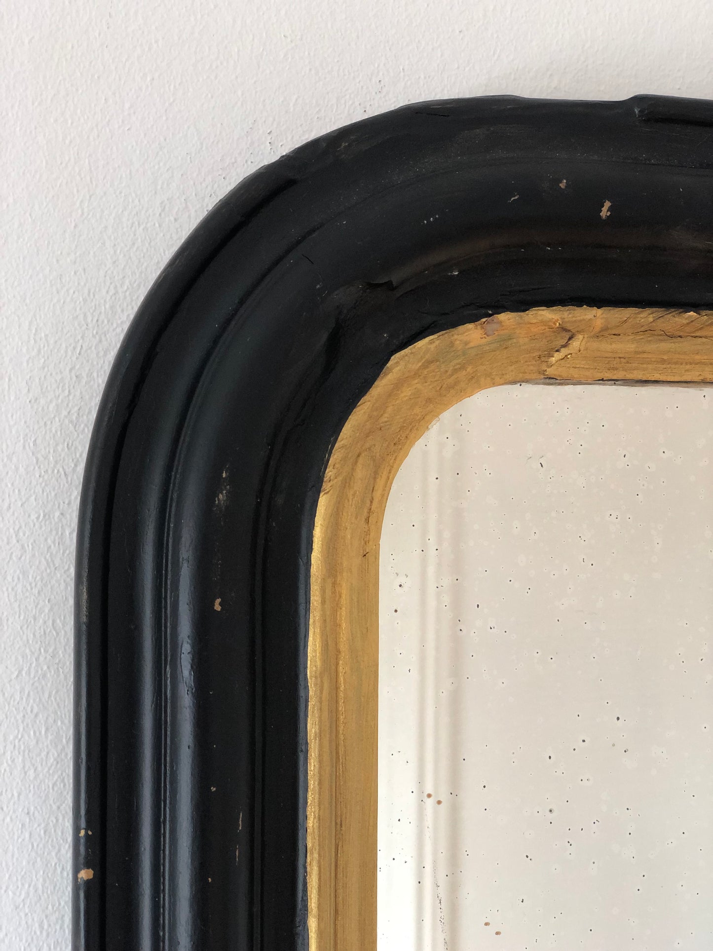 Antique Louis Philippe Mirror In Black and Gold France Late 19th Century