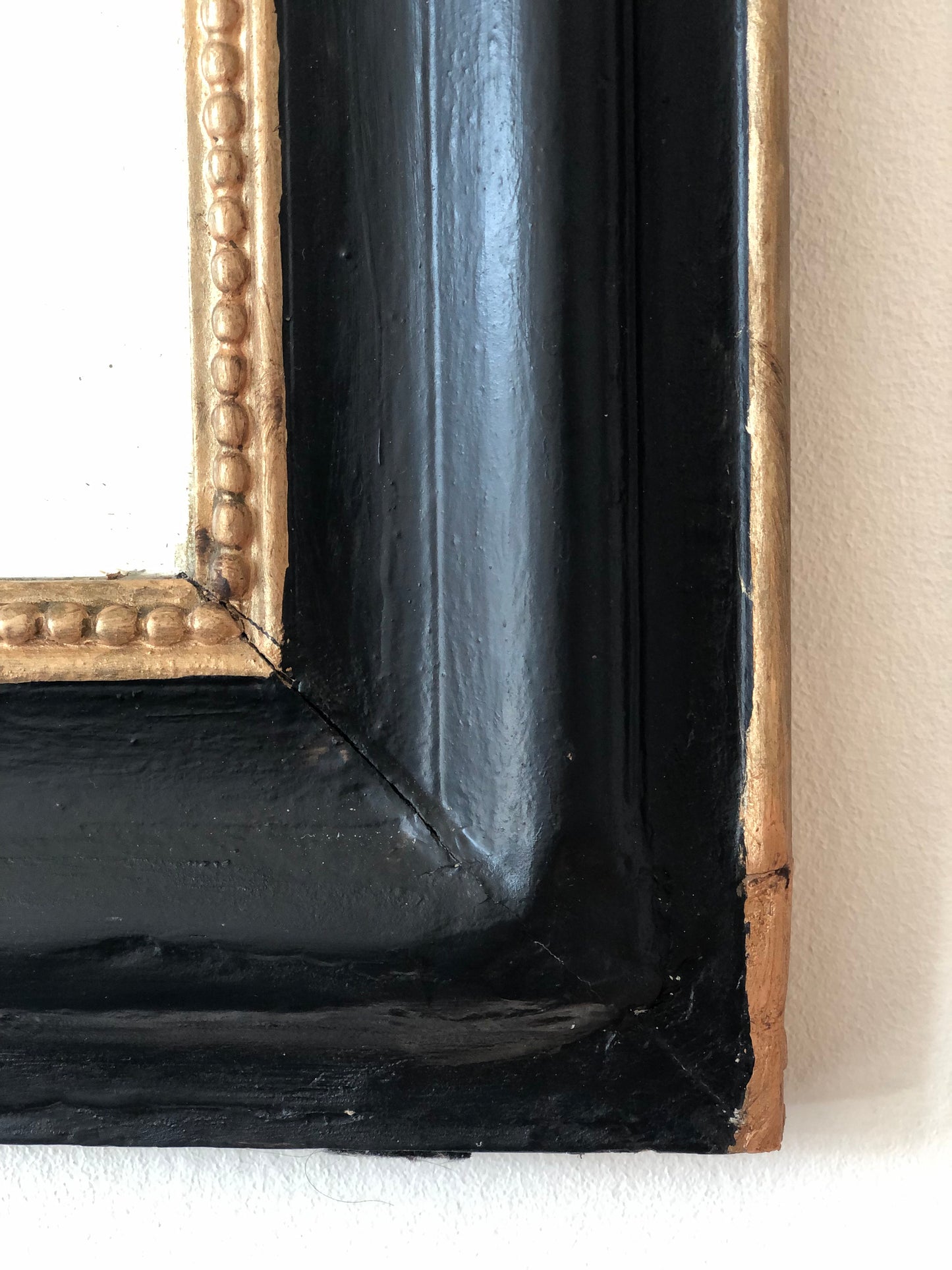 Large Antique Louis Philippe Mirror in Black and Gold France Late 19th Century