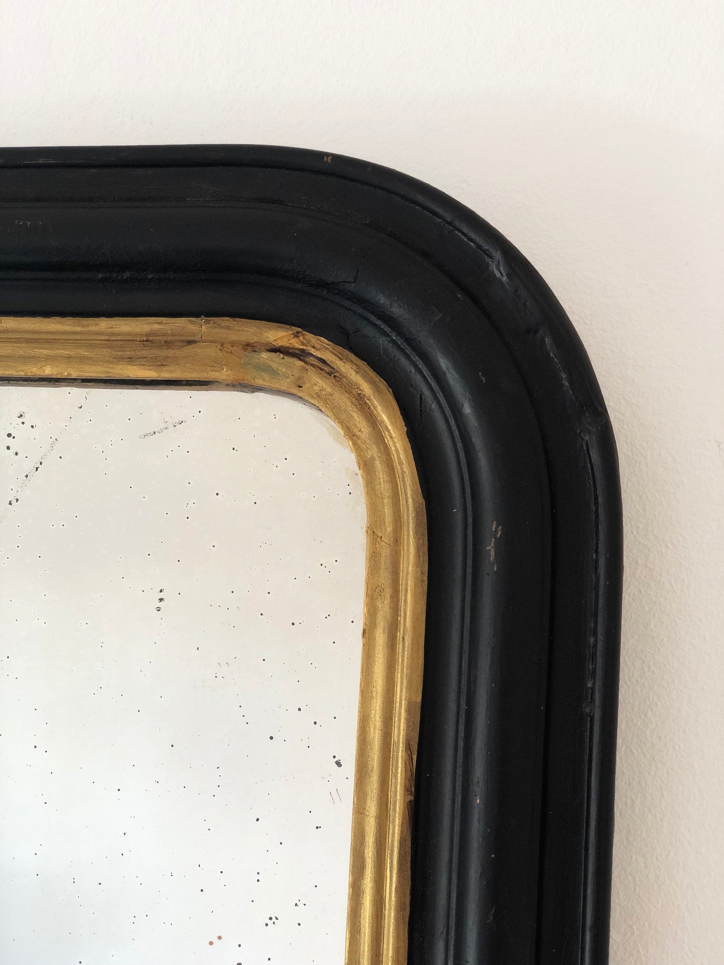 Antique French Louis Philippe Mirror – Black and Gold, Late 19th Century