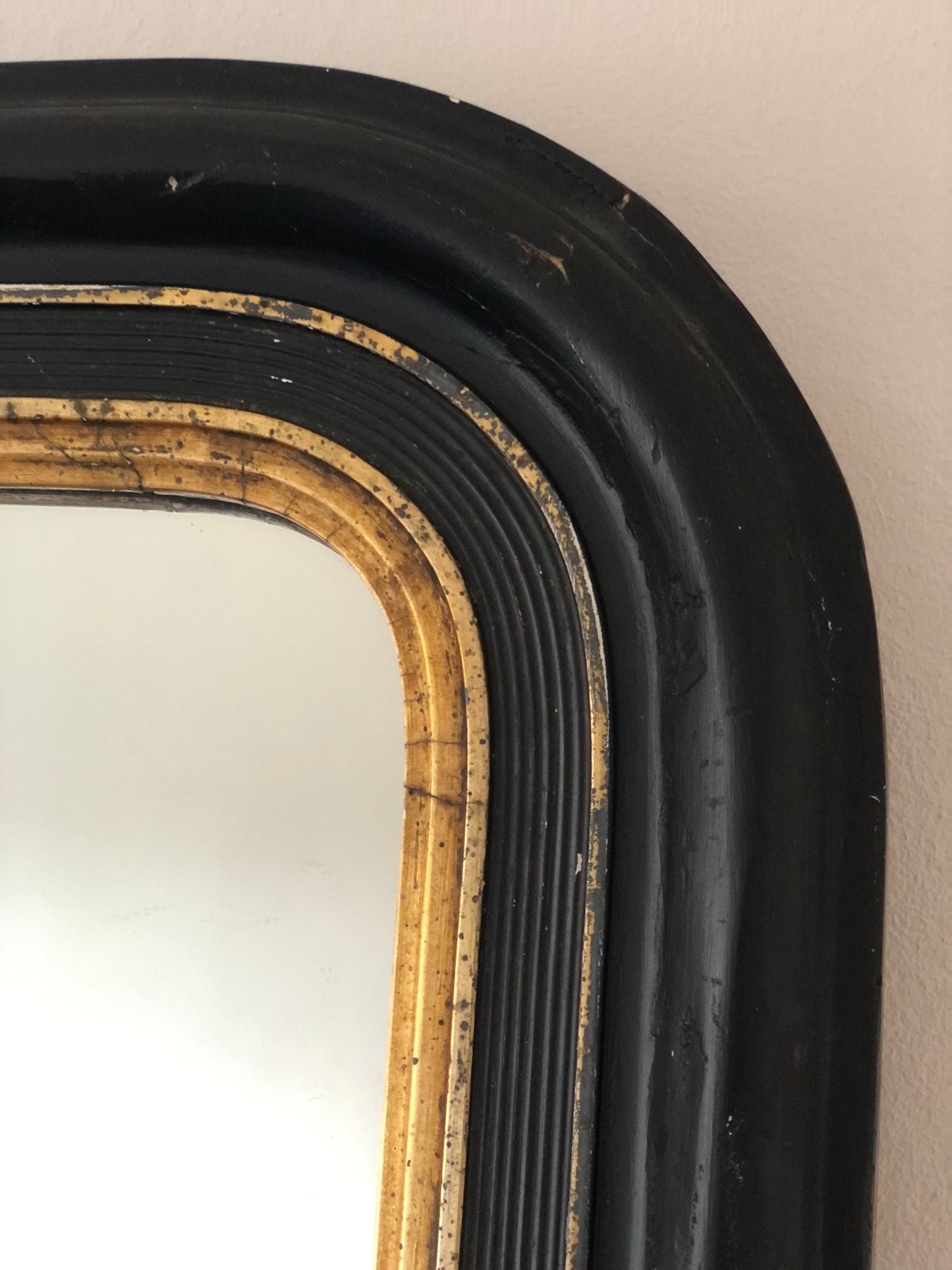 Antique Louis Philippe Mirror In Black and Gold France Late 19th Century