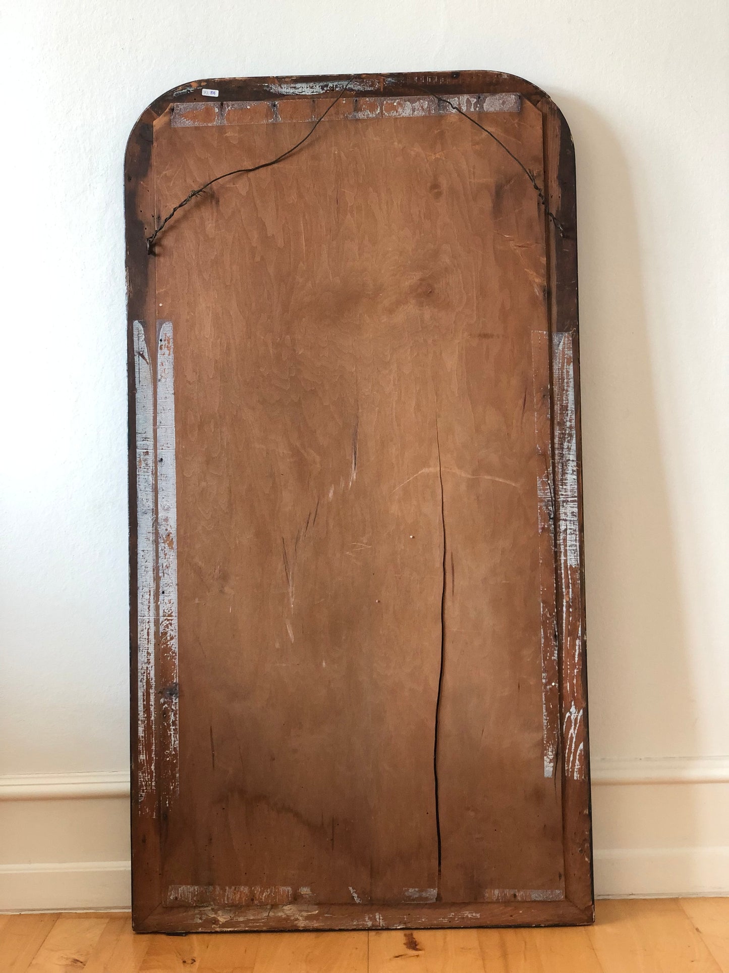 Large Antique Louis Philippe Full Length Mirror in Black and Gold France Late 19th Century