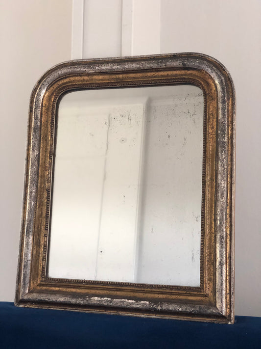 Antique Louis Philippe Mirror In Gold and Silver France Late 19th Century