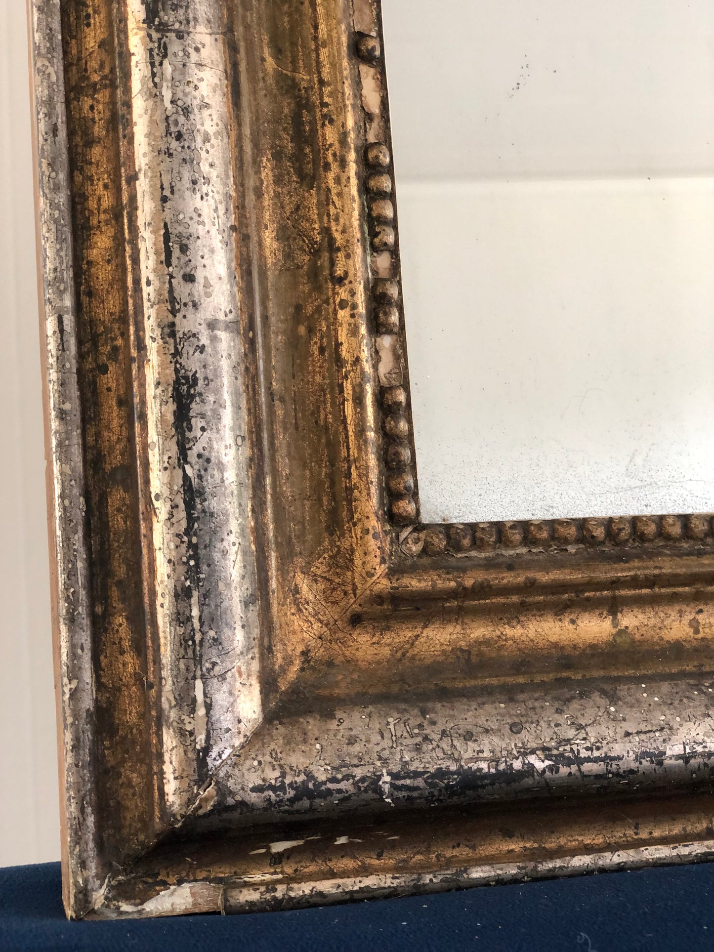 Antique Louis Philippe Mirror In Gold and Silver France Late 19th Century