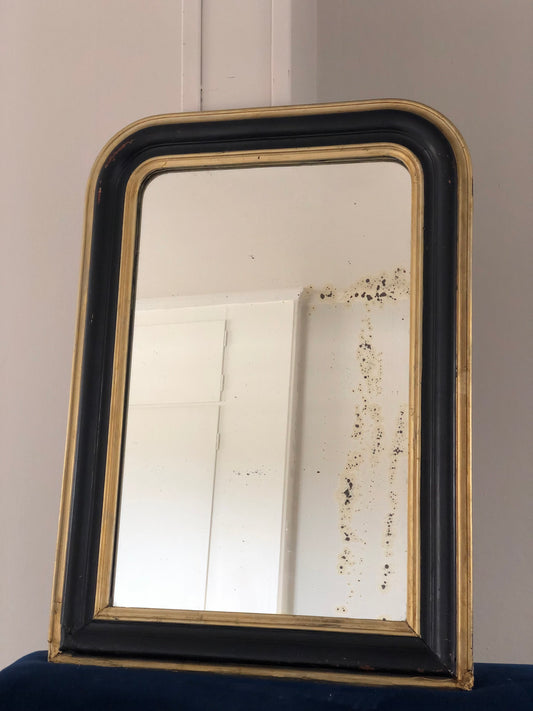 Antique Louis Philippe Mirror In Black and Gold France Late 19th Century