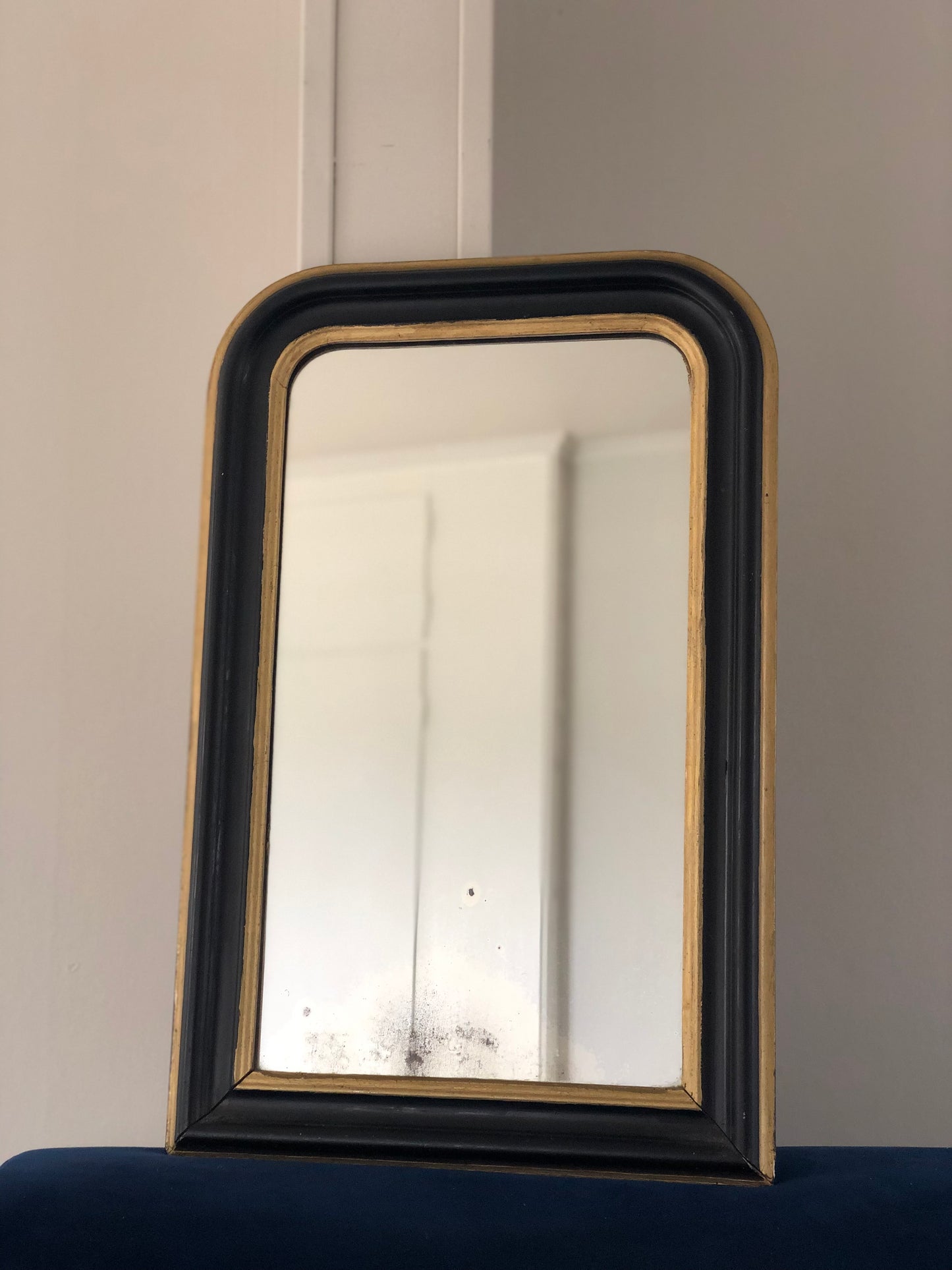 Antique Louis Philippe Mirror In Black and Gold France Late 19th Century