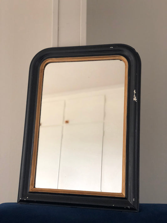 Antique Louis Philippe Mirror In Black and Gold France Late 19th Century