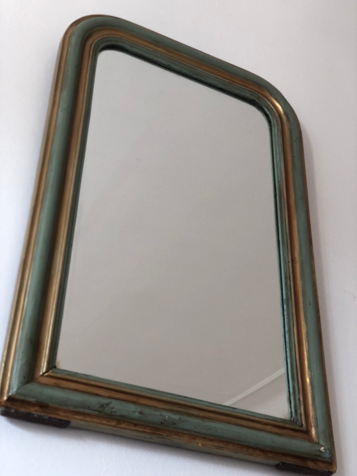 Antique Louis Philippe Mirror in Green and Gold France Late 19th Century