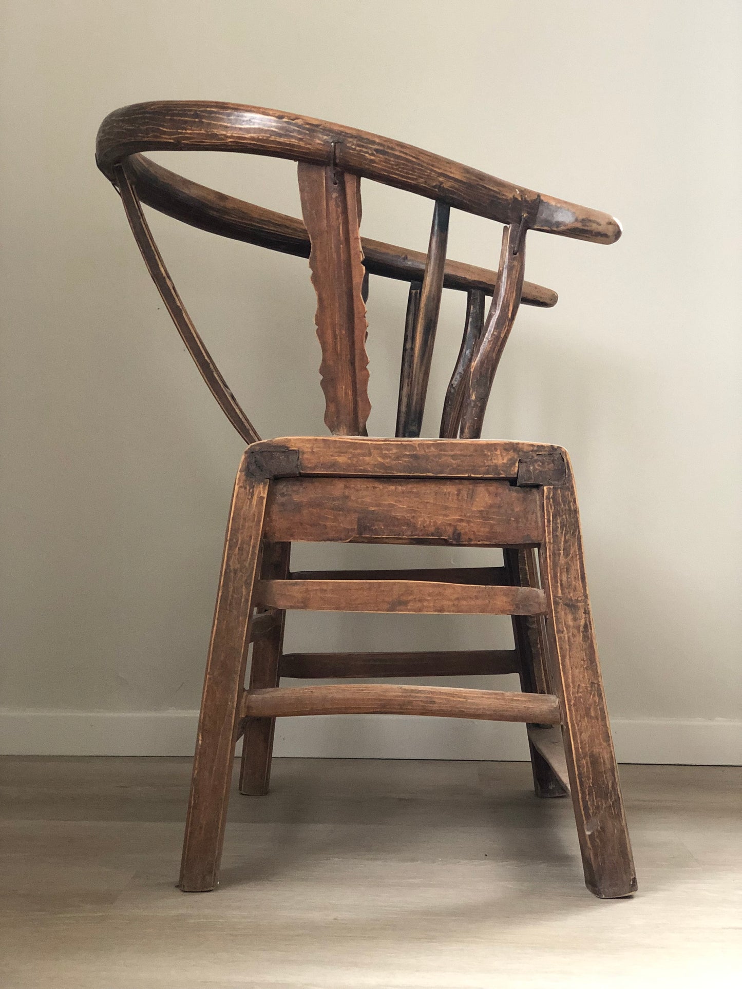 Antique Walnut Horseshoe Arm Chair China Early 19th Century