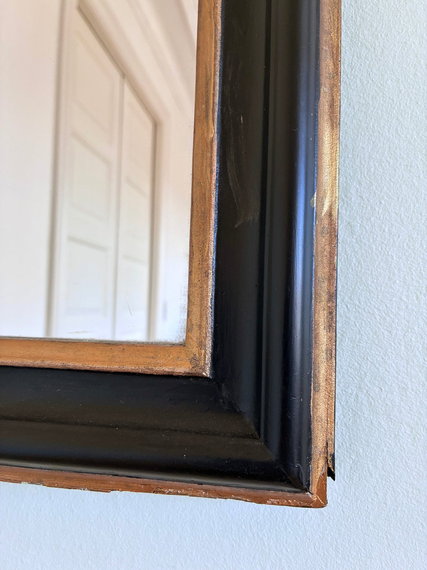 Antique French Louis Philippe Full Length Mirror – Black and Gold, Late 19th Century