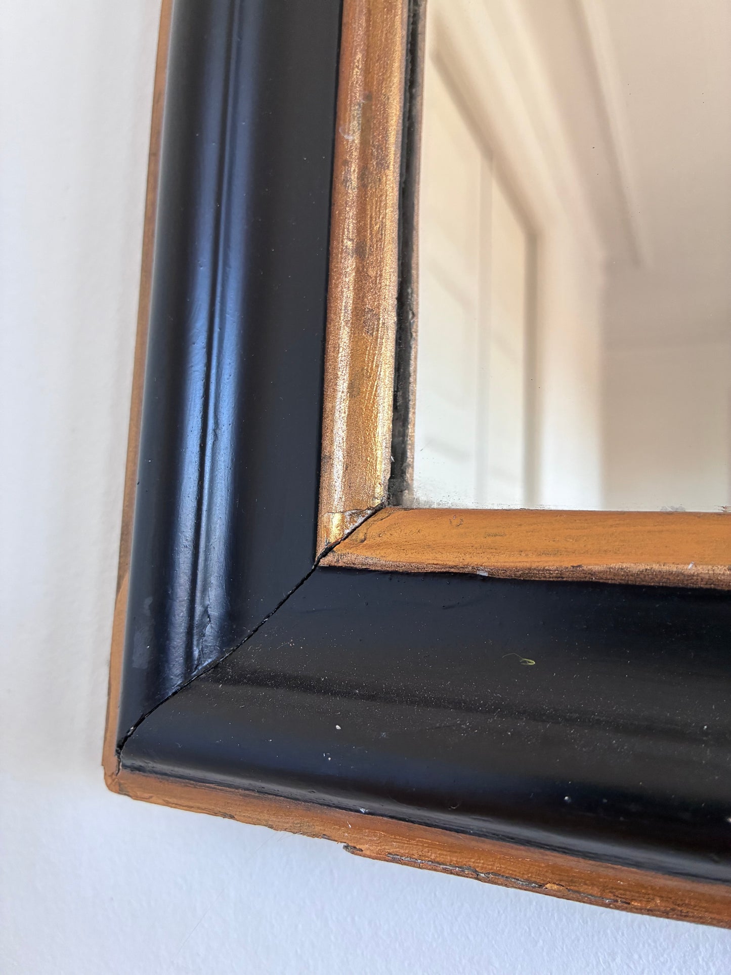 Antique French Louis Philippe Full Length Mirror – Black and Gold, Late 19th Century