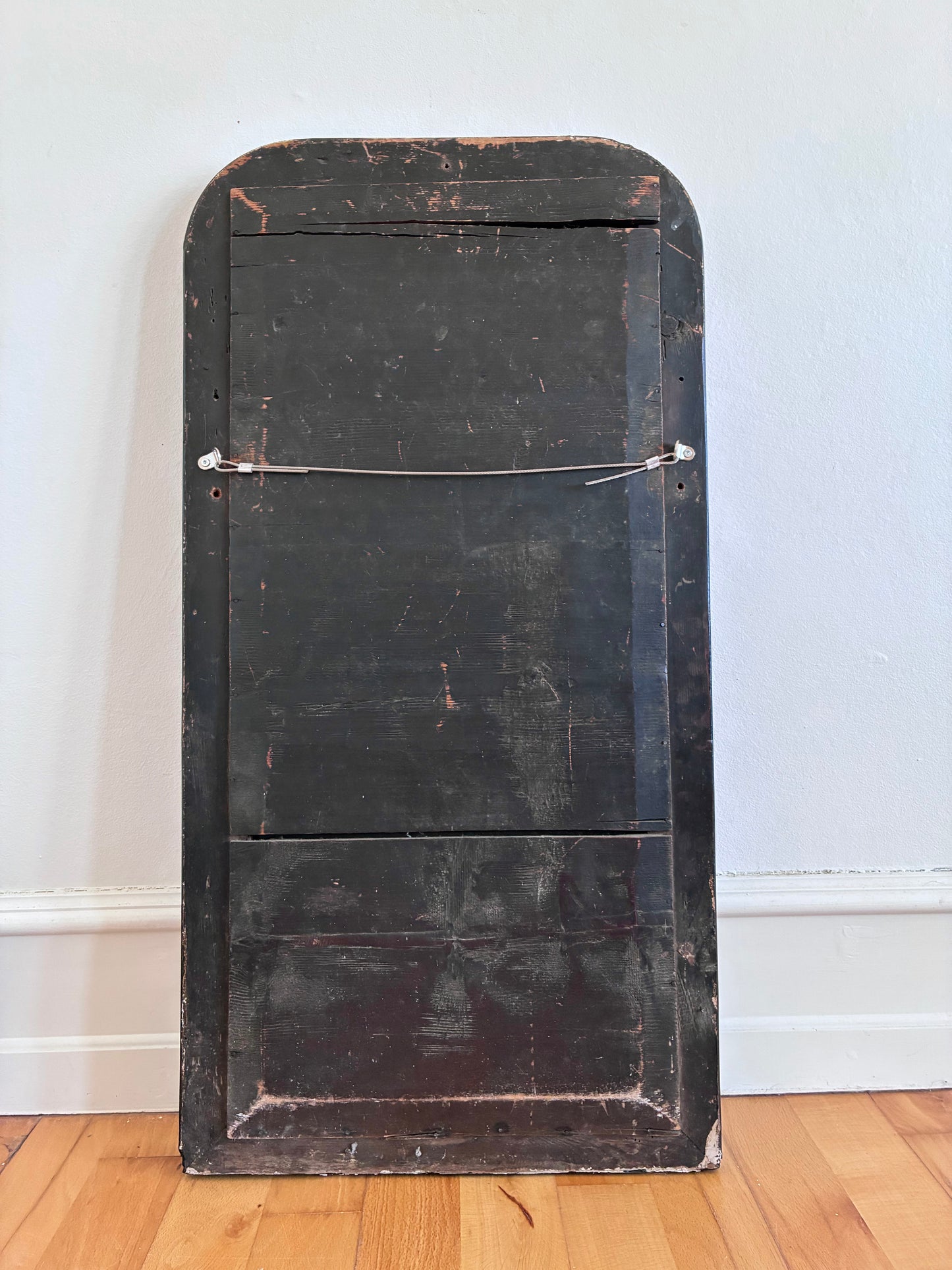 Antique French Louis Philippe Full Length Mirror – Black and Gold, Late 19th Century