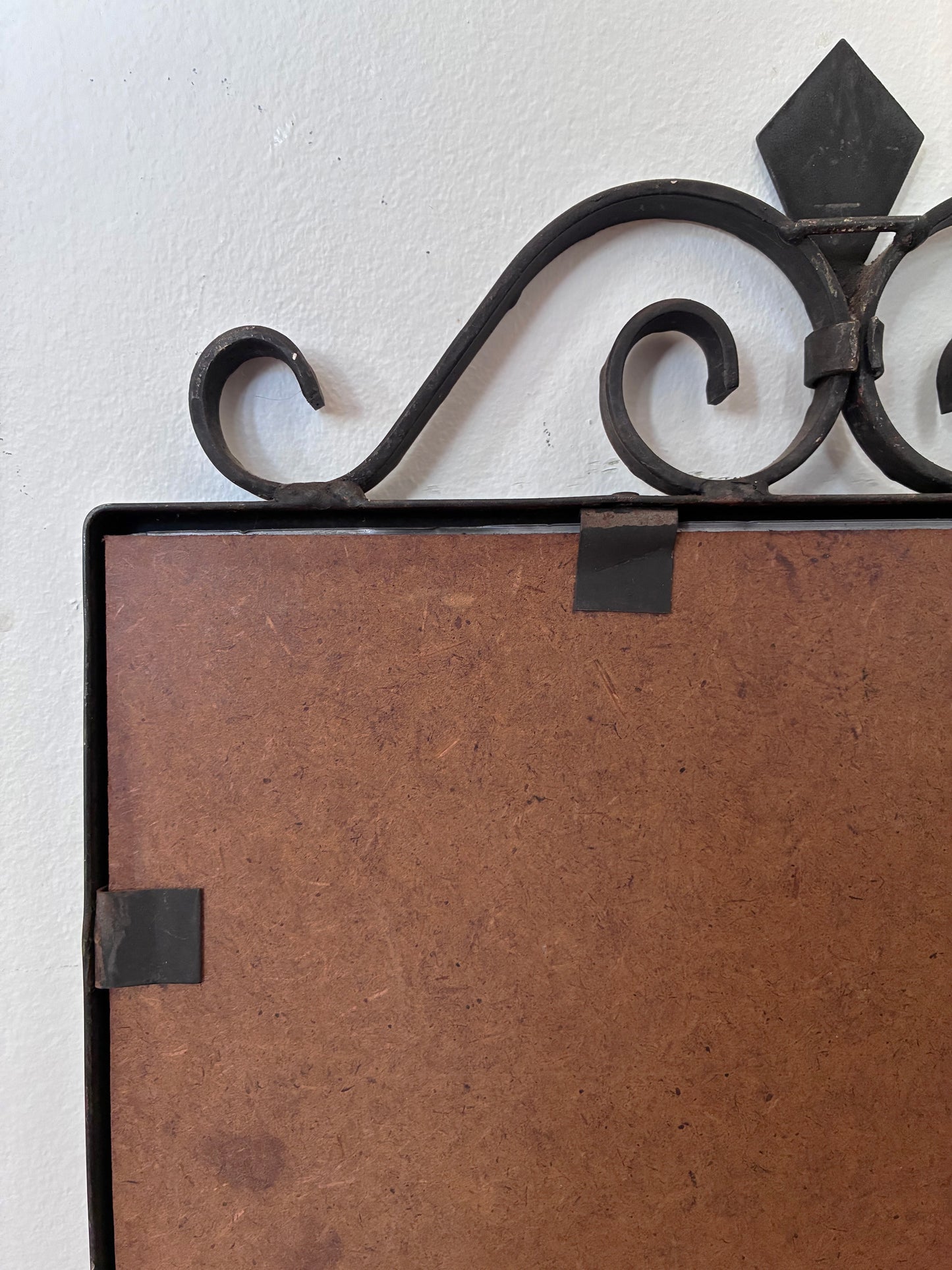 Art Deco Black Wrought Iron Wall Mirror, Belgium,1930s