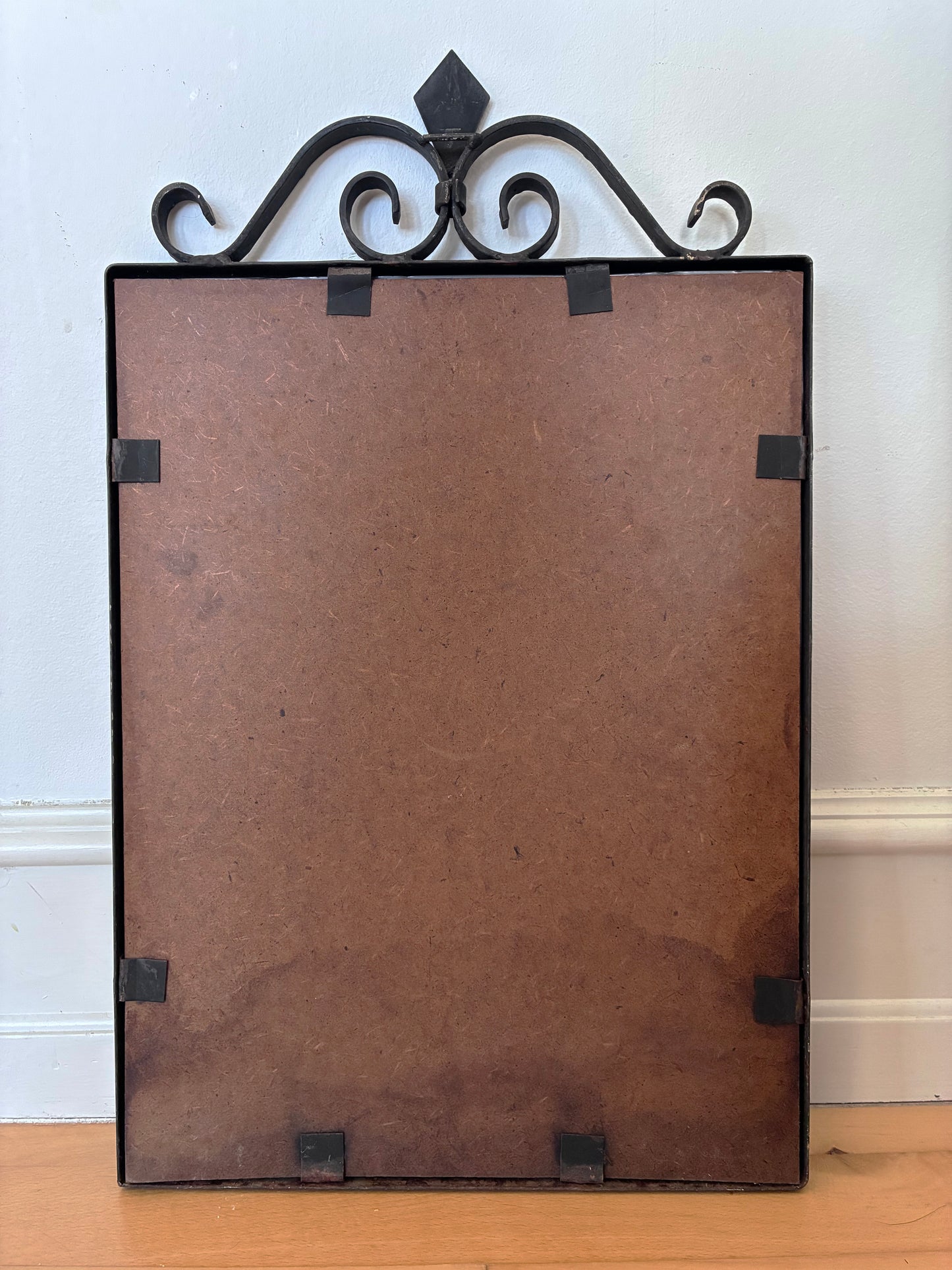 Art Deco Black Wrought Iron Wall Mirror, Belgium,1930s