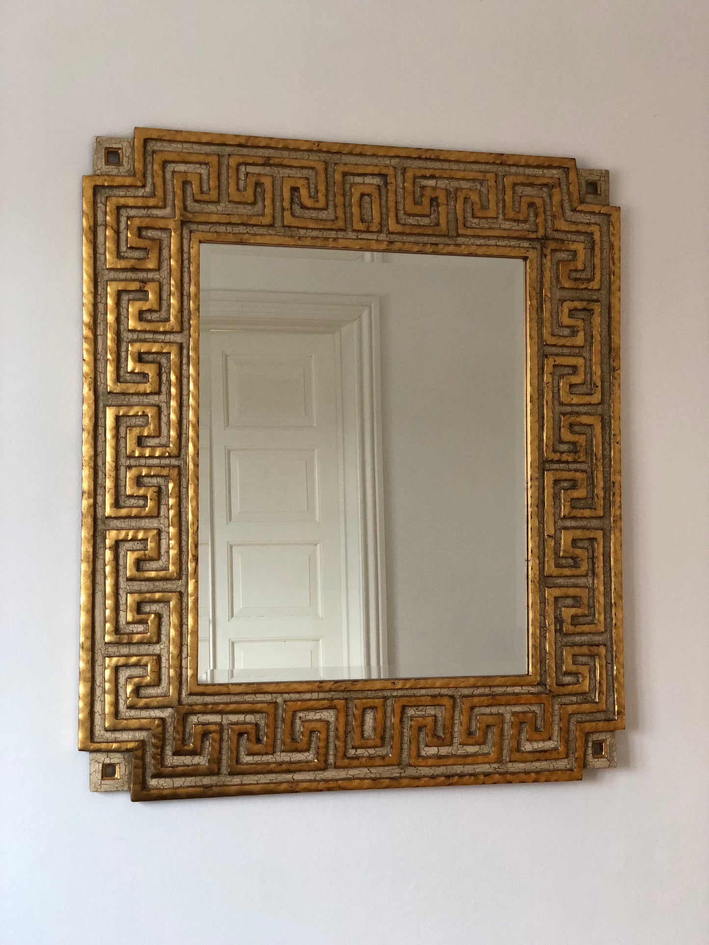 Large Christoffer Guy Harrison Neoclassical Mirror by Harrison & Gil Giltwood Meander Pattern