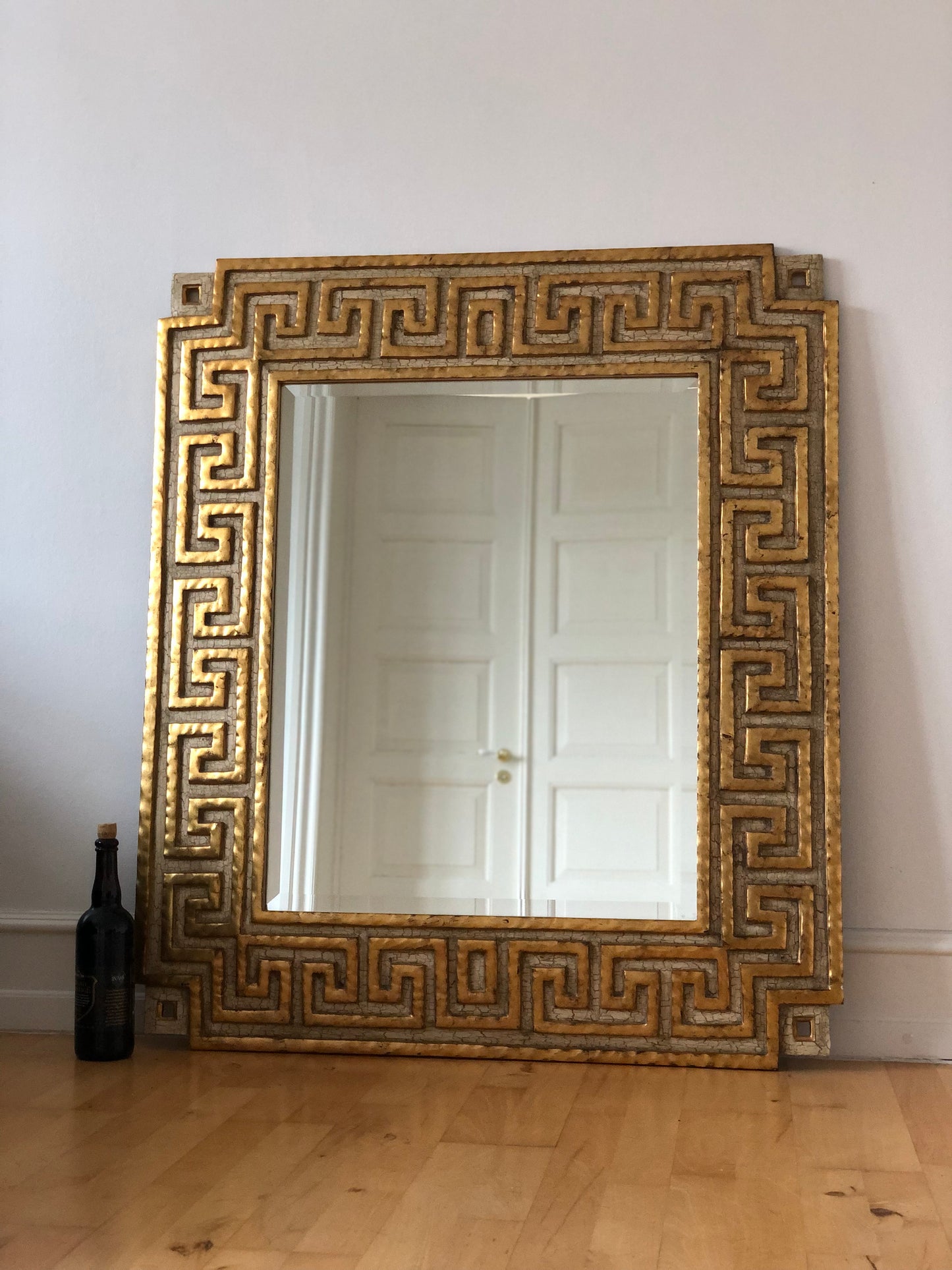 Large Christoffer Guy Harrison Neoclassical Mirror by Harrison & Gil Giltwood Meander Pattern