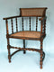 Early 20th Century Edwardian Barley Twist Corner Chair With Cane