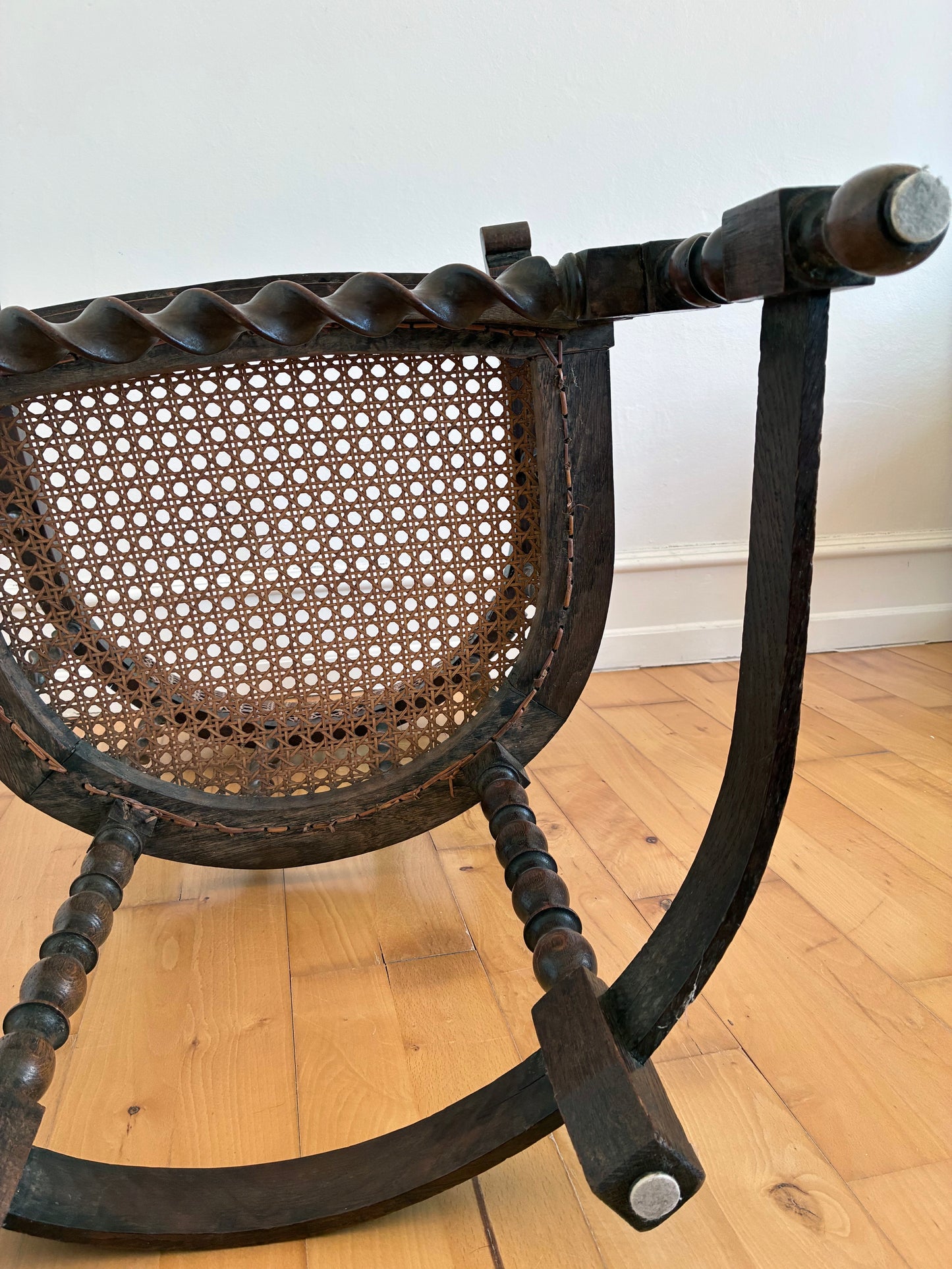 Edwardian Barley Twist Armchair with Cane, English, Early 20th Century