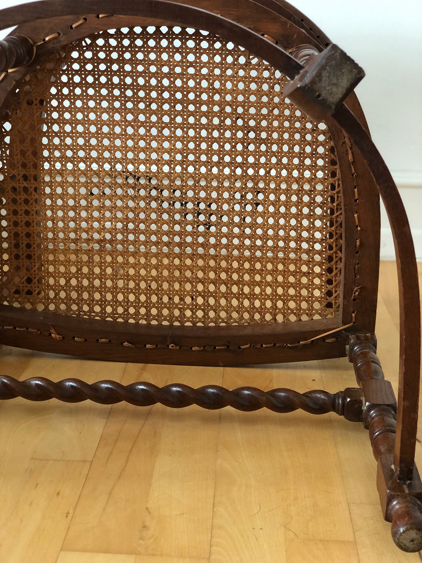 Edwardian Barley Twist Armchair with Cane Early 20th Century United Kingdom