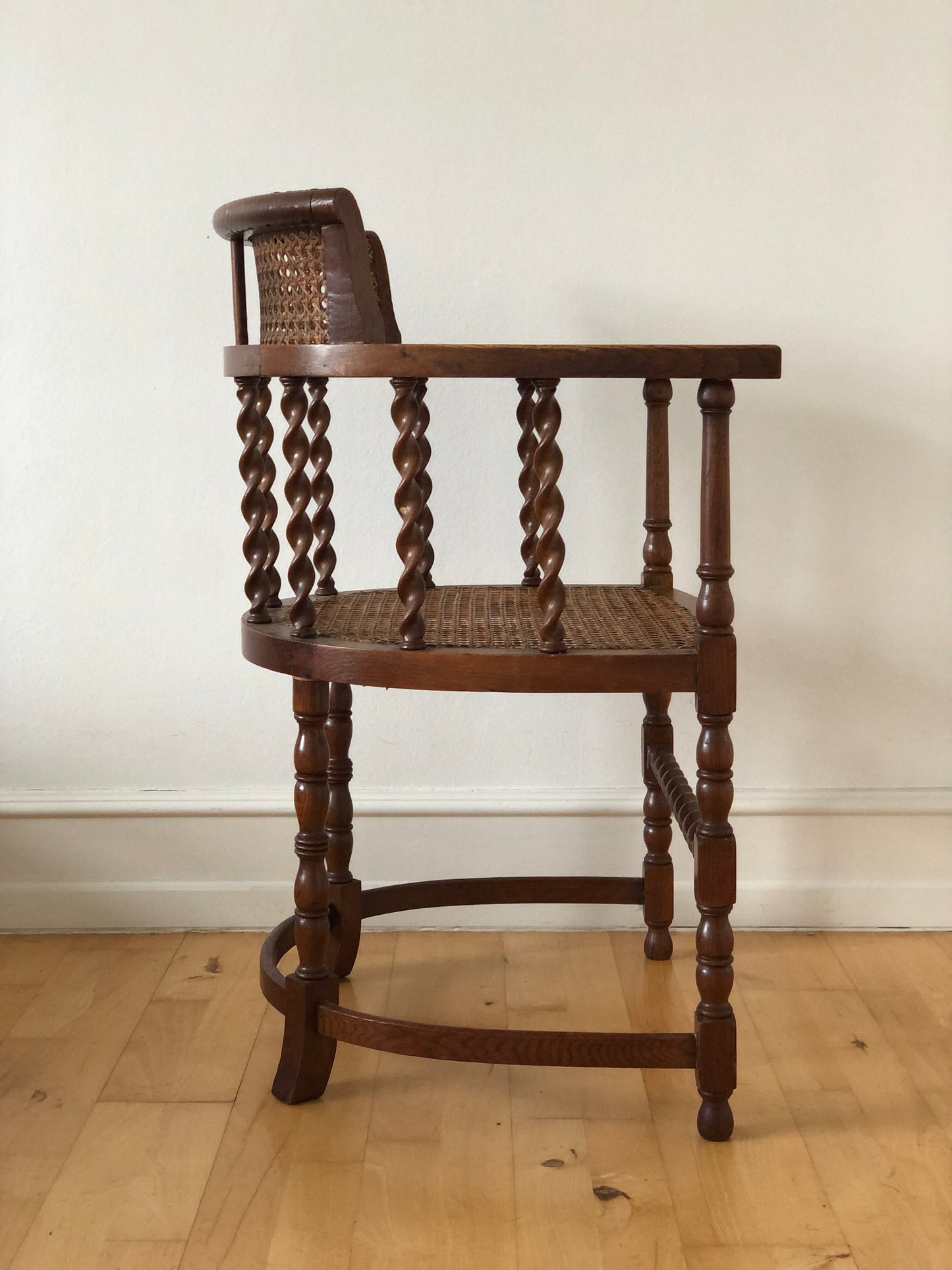 Edwardian Barley Twist Armchair with Cane Early 20th Century United Kingdom