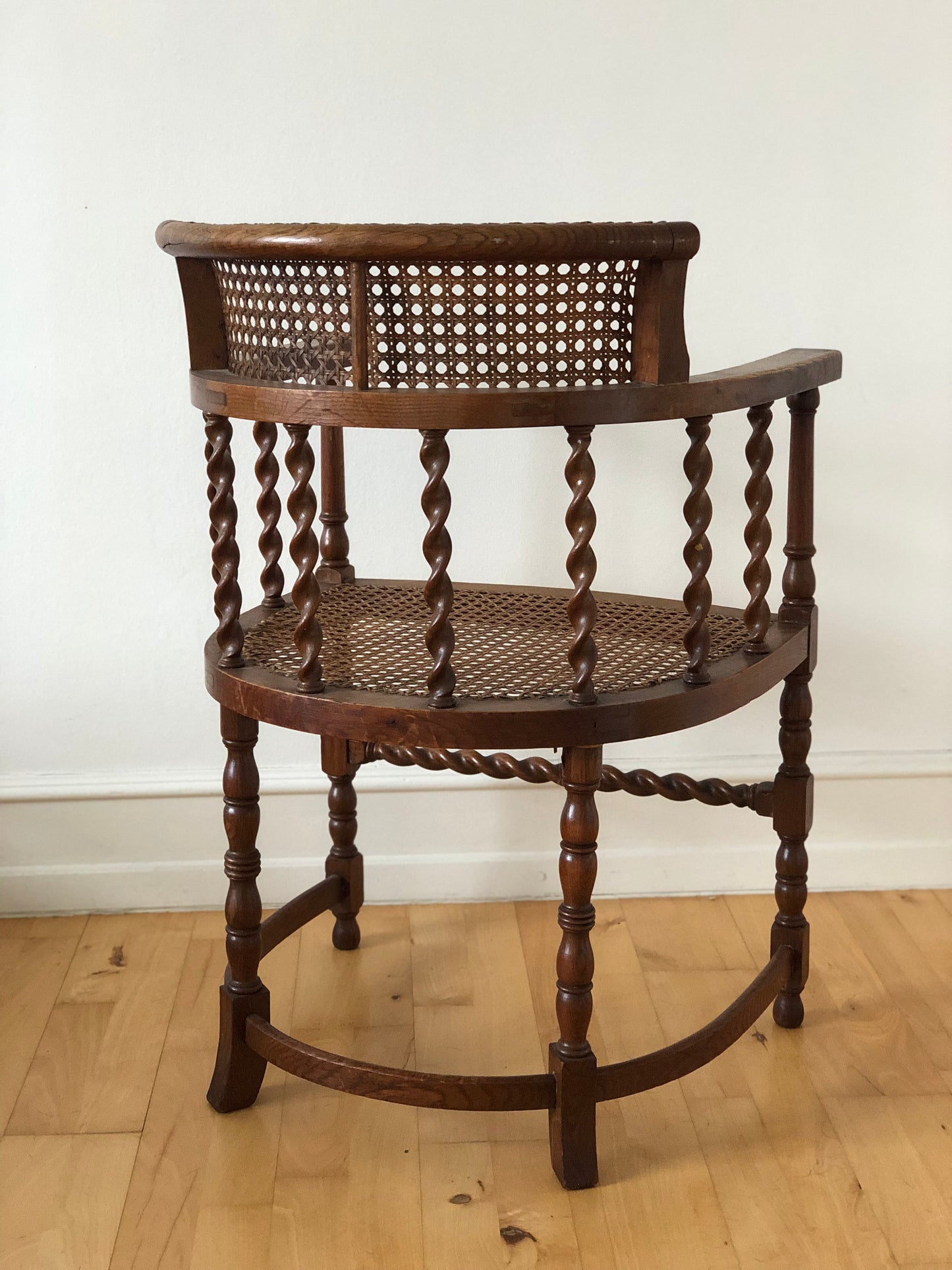 Edwardian Barley Twist Armchair with Cane Early 20th Century United Kingdom