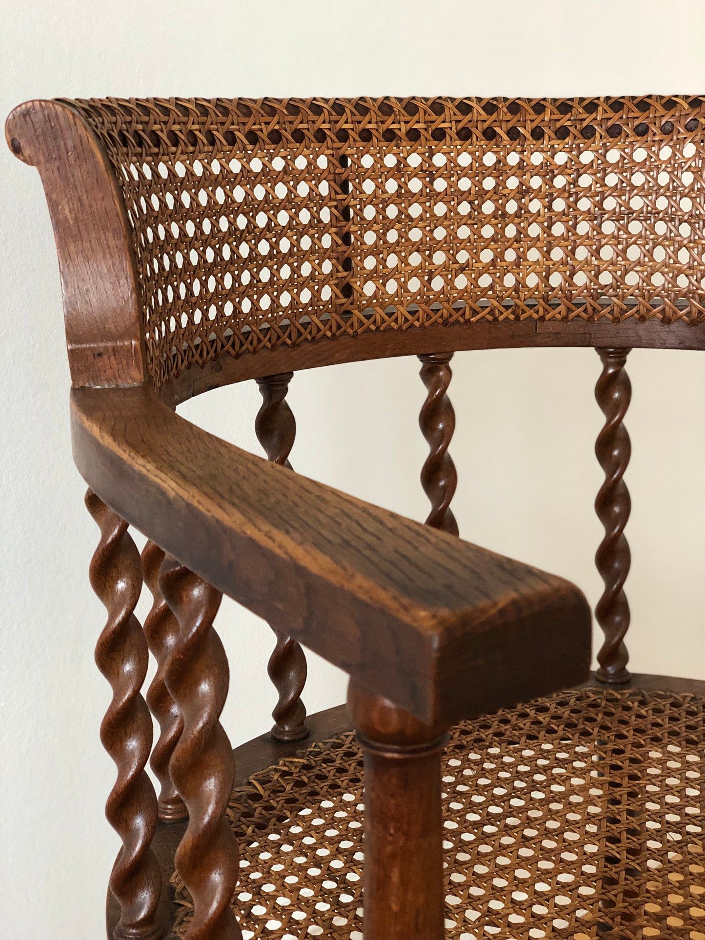 Edwardian Barley Twist Armchair with Cane Early 20th Century United Kingdom